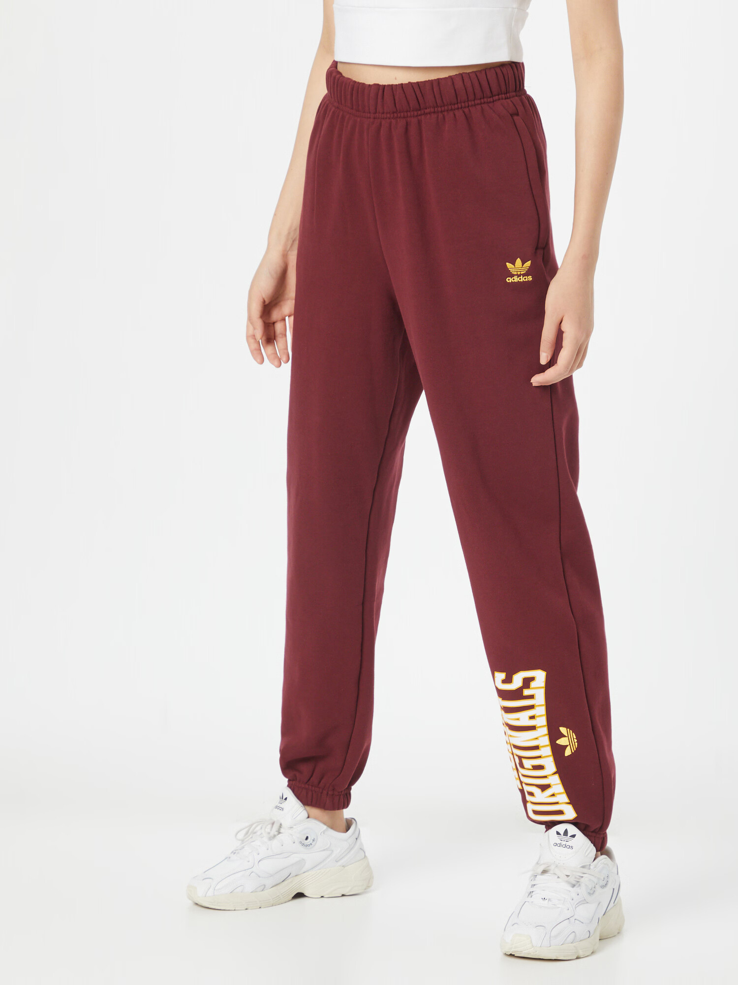 ADIDAS ORIGINALS Pantaloni 'Joggers' galben / roșu burgundy / alb - Pled.ro