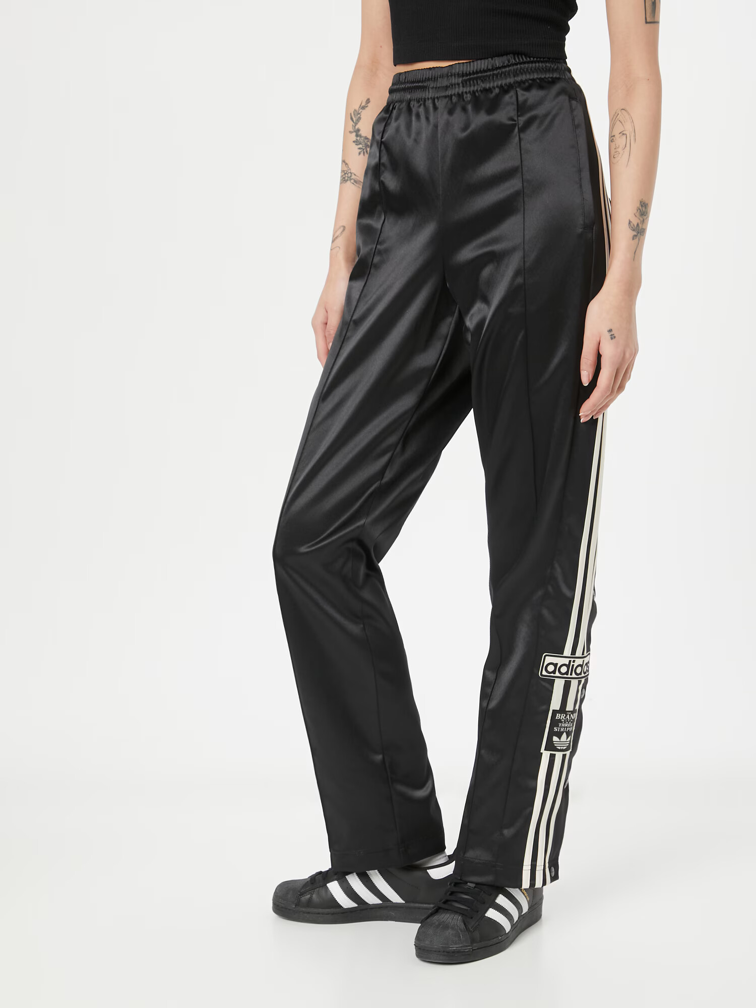 ADIDAS ORIGINALS Pantaloni 'Satin Adibreak' negru / alb - Pled.ro