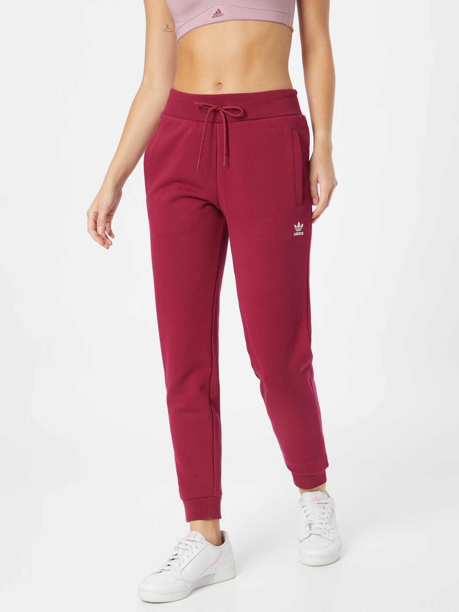 ADIDAS ORIGINALS Pantaloni 'Adicolor Essentials ' roșu burgundy / alb - Pled.ro