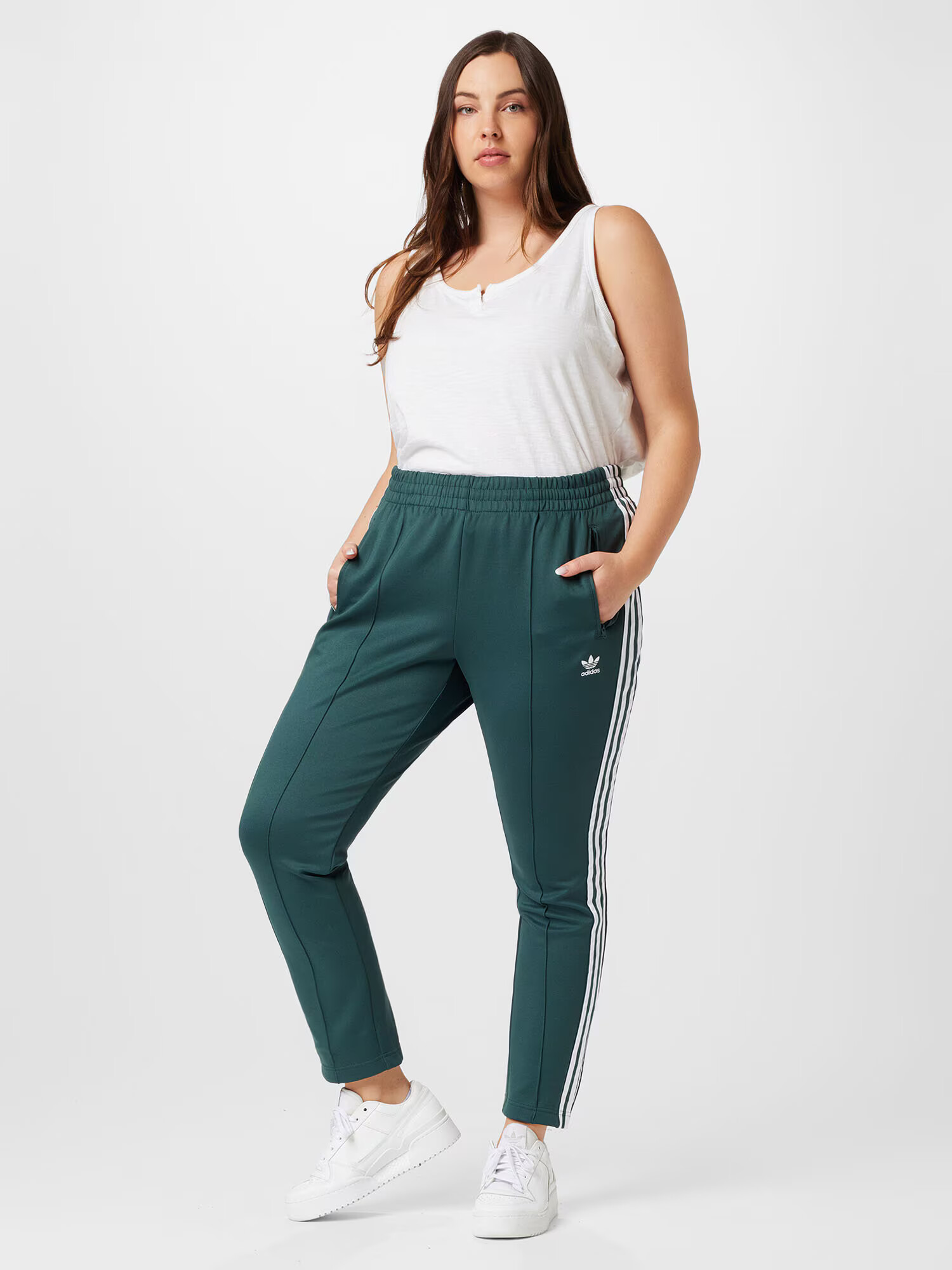 ADIDAS ORIGINALS Pantaloni verde închis / alb - Pled.ro