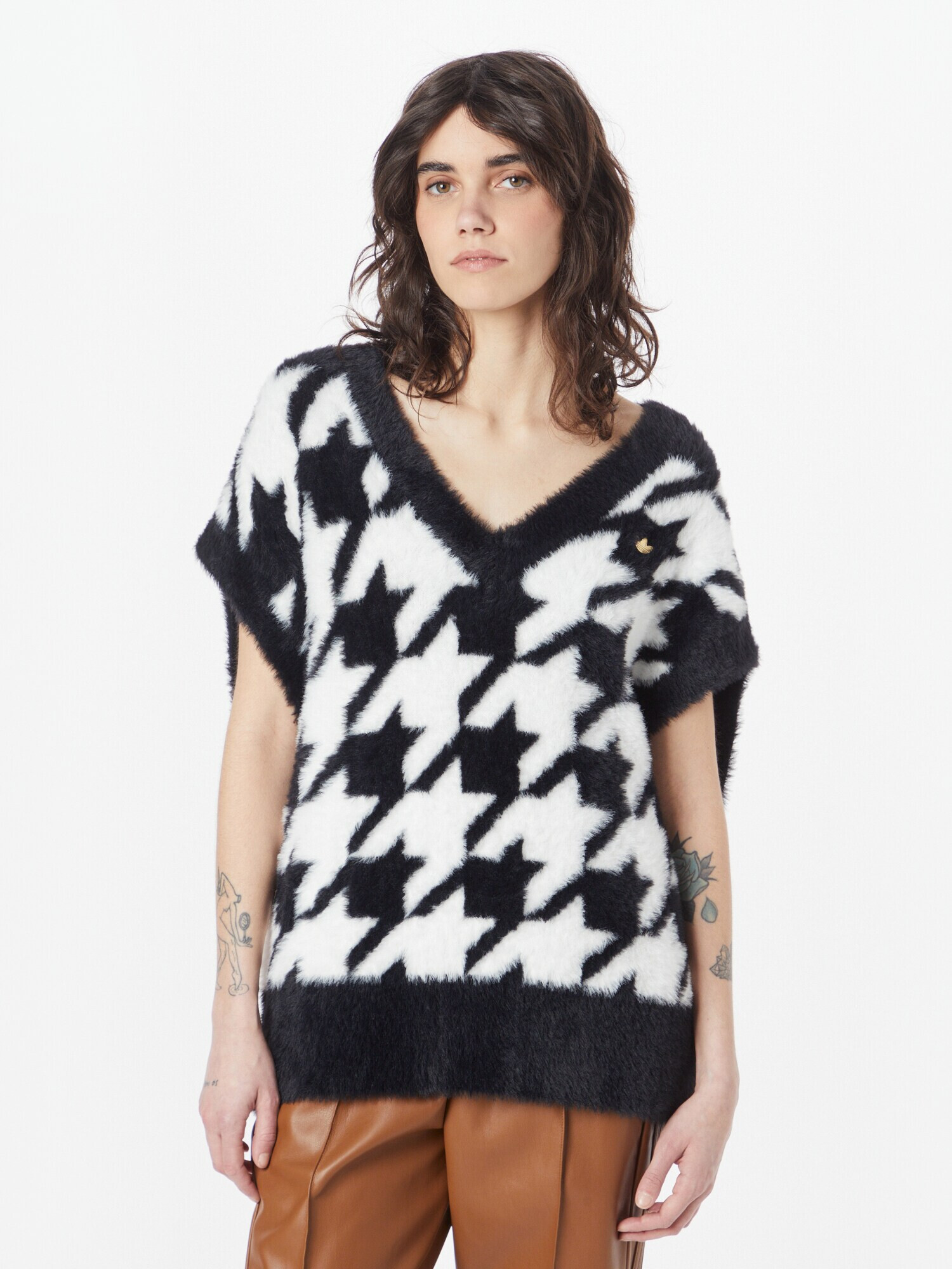 ADIDAS ORIGINALS Pulover 'Houndstooth' negru / alb - Pled.ro