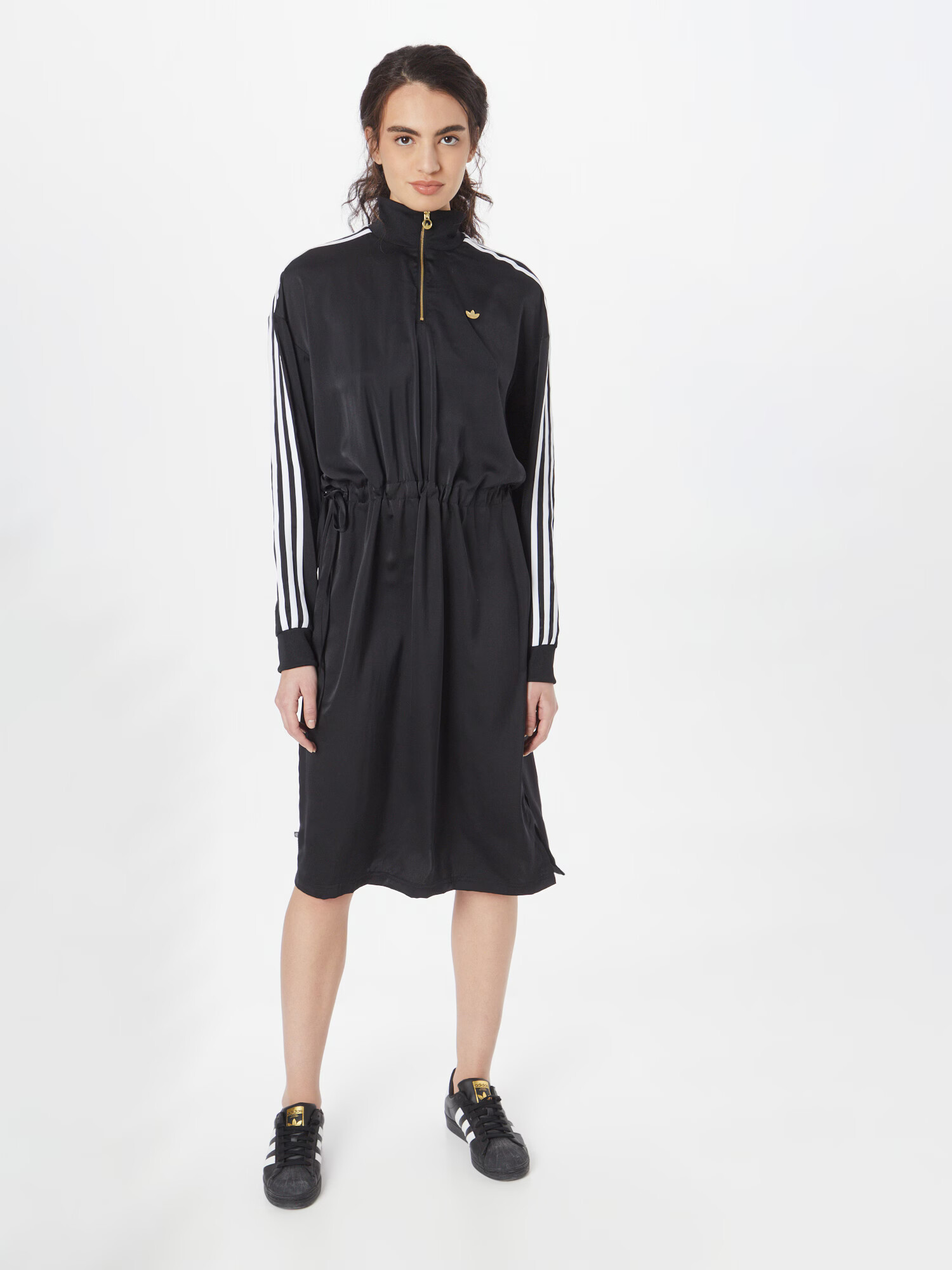 ADIDAS ORIGINALS Rochie 'High-Neck Zip' negru / alb - Pled.ro