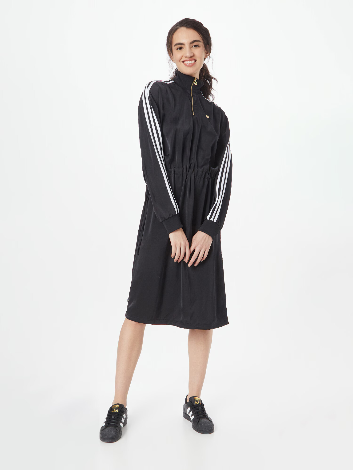 ADIDAS ORIGINALS Rochie 'High-Neck Zip' negru / alb - Pled.ro