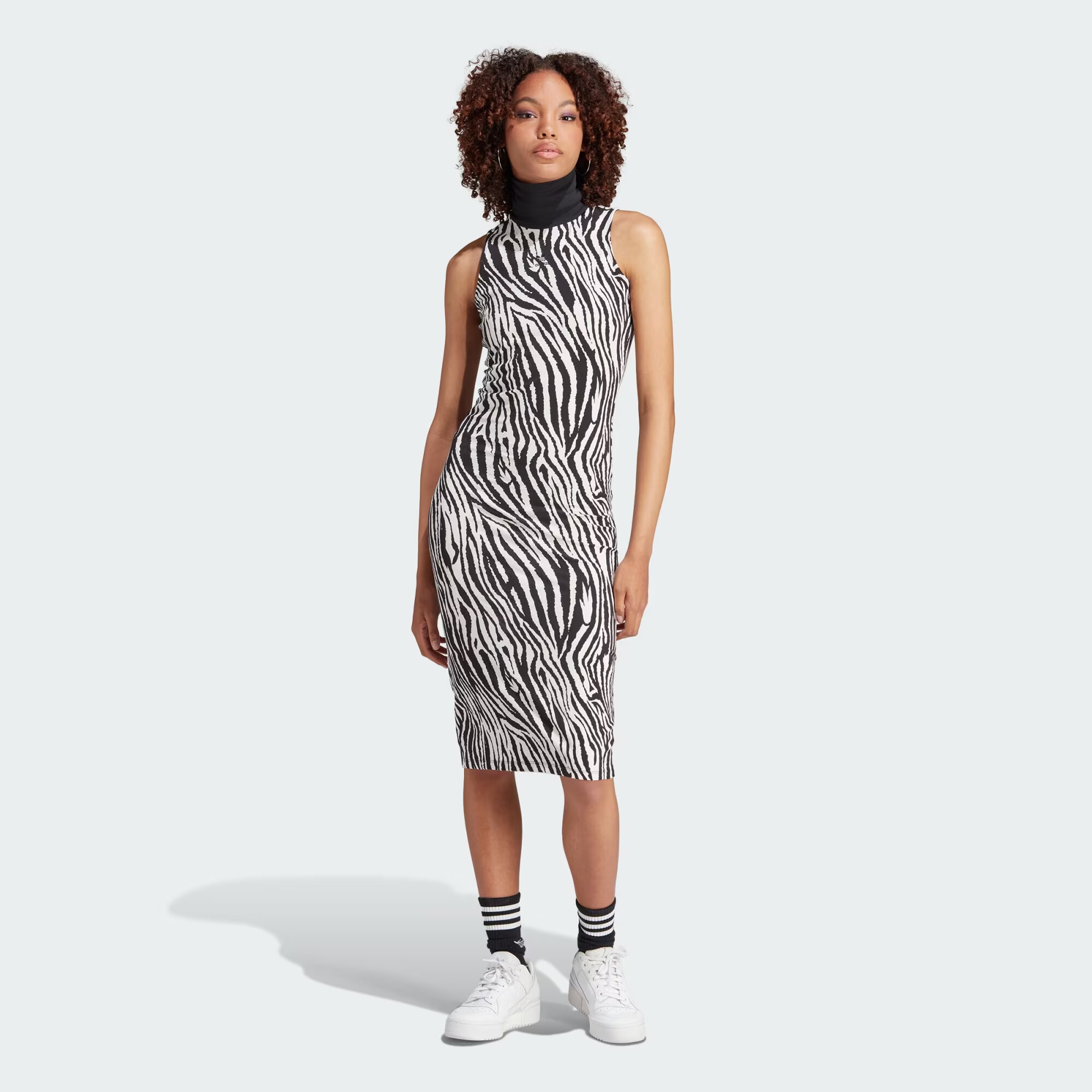 ADIDAS ORIGINALS Rochie 'Allover Zebra Animal Print' negru / alb - Pled.ro