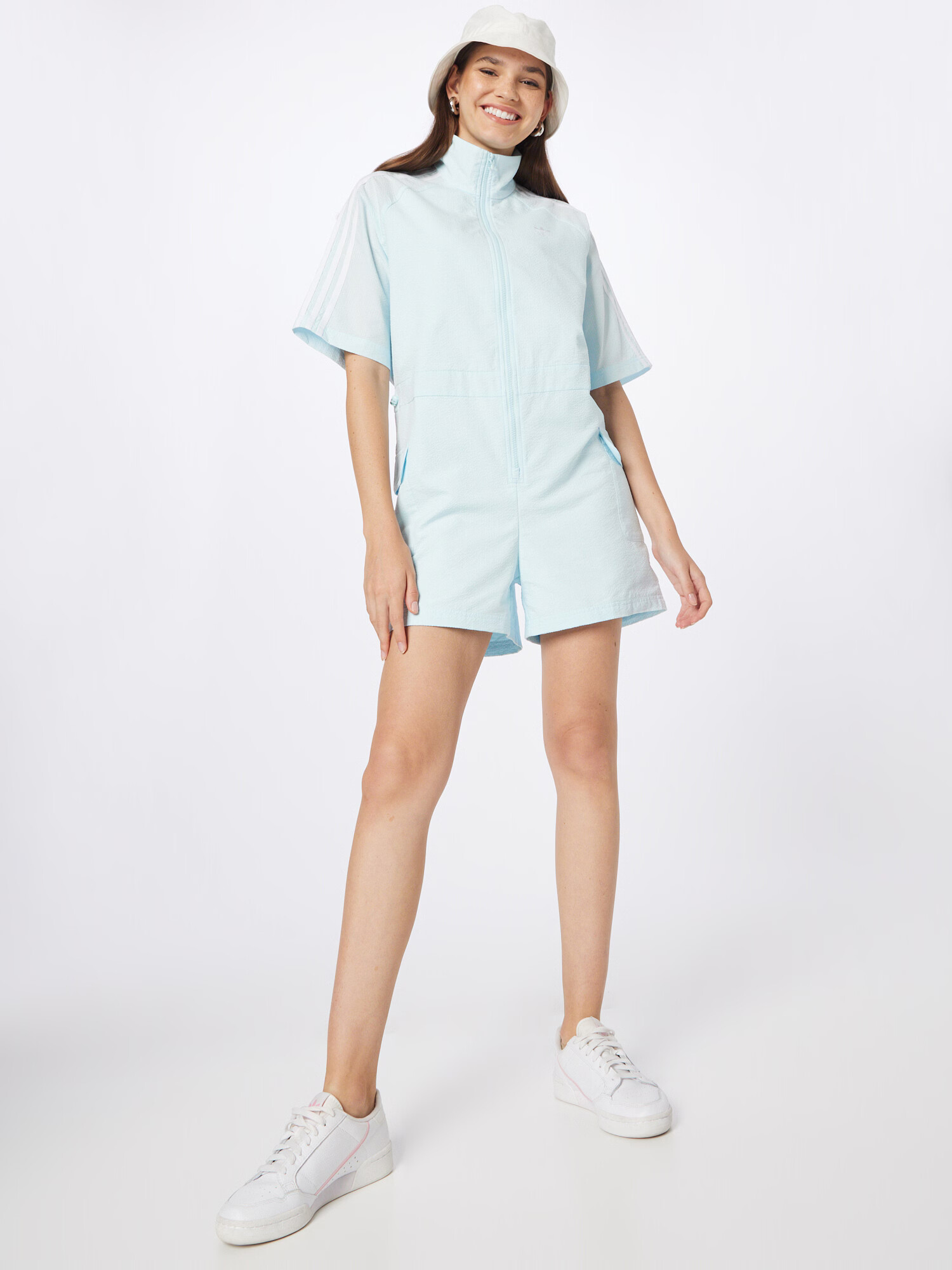 ADIDAS ORIGINALS Salopeta 'Adicolor Classics Poplin Playsuit' azur / alb - Pled.ro