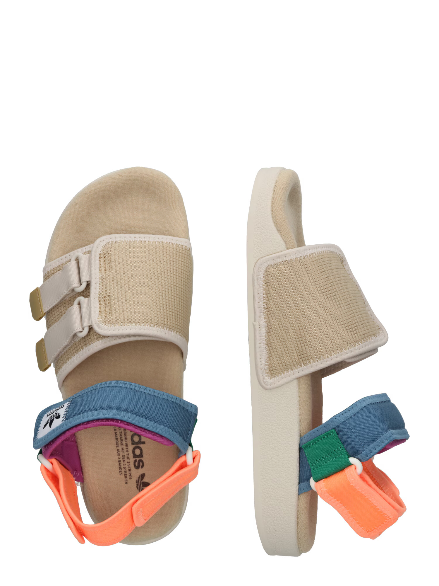 ADIDAS ORIGINALS Sandale 'Adilette 4.0' bej / albastru / lila / portocaliu - Pled.ro