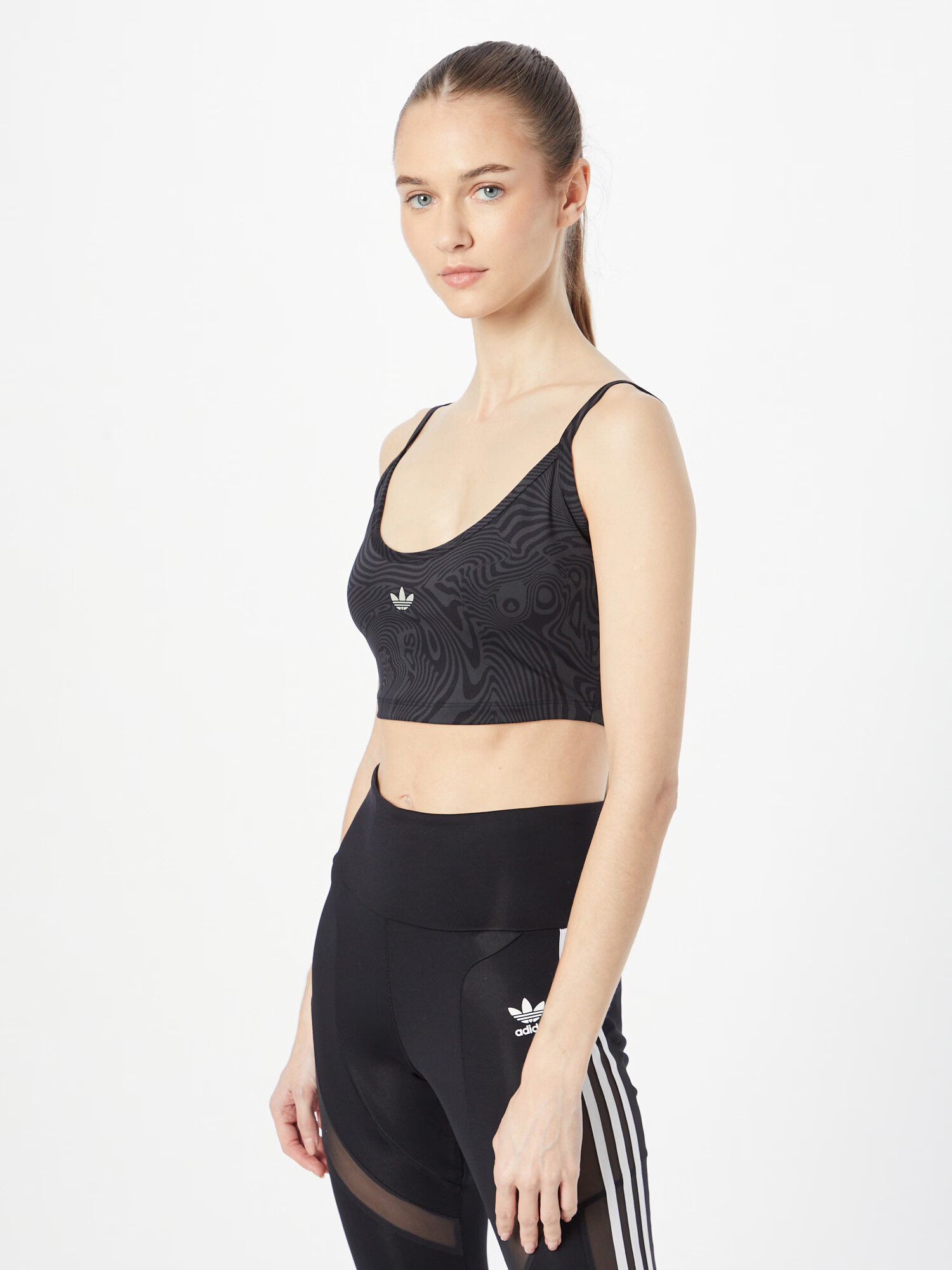 ADIDAS ORIGINALS Sutien 'Marble Prints' gri / negru / alb - Pled.ro