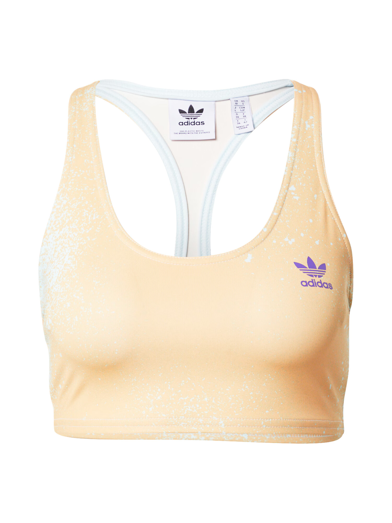 ADIDAS ORIGINALS Sutien 'Allover Print' turcoaz / mov închis / portocaliu pastel - Pled.ro