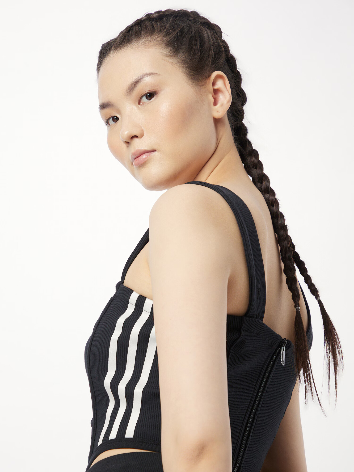 ADIDAS ORIGINALS Top 'Rib Corset' negru / alb - Pled.ro