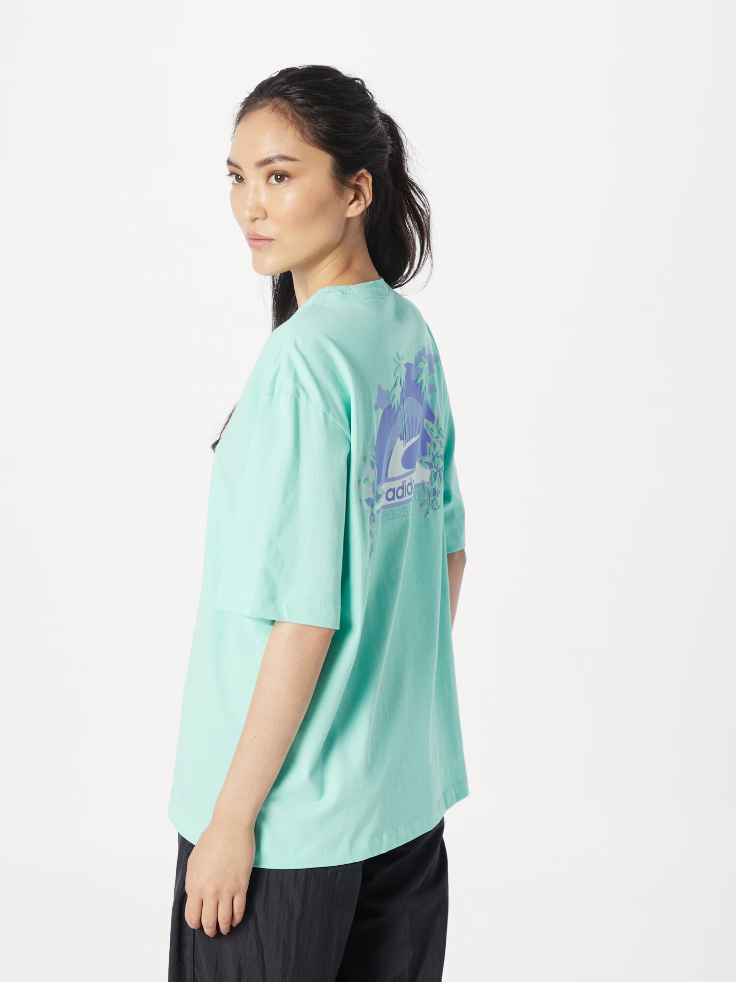 ADIDAS ORIGINALS Tricou 'Island Club Graphic' albastru deschis / verde mentă / alb - Pled.ro