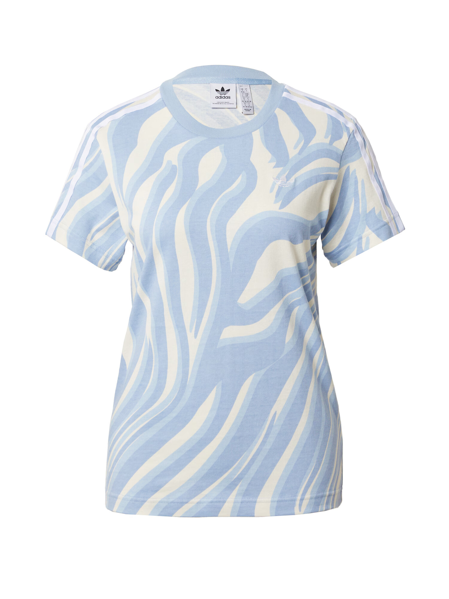 ADIDAS ORIGINALS Tricou 'Abstract Allover Animal Print' albastru fumuriu / albastru deschis / alb - Pled.ro