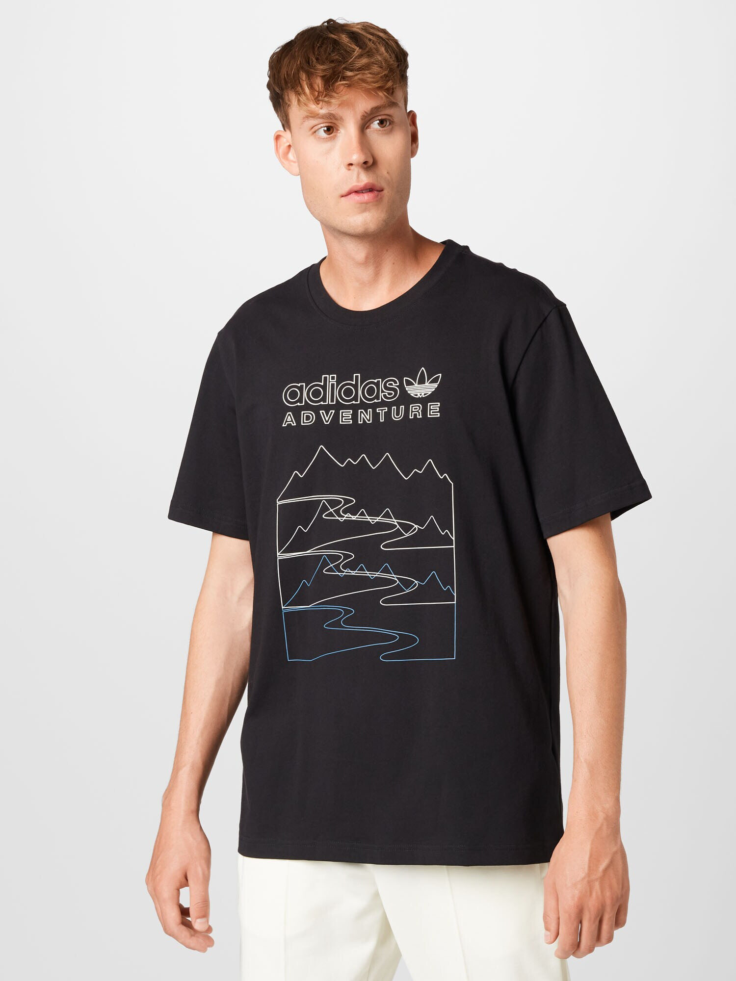 ADIDAS ORIGINALS Tricou 'Adventure Mountain Front' albastru / negru / alb - Pled.ro