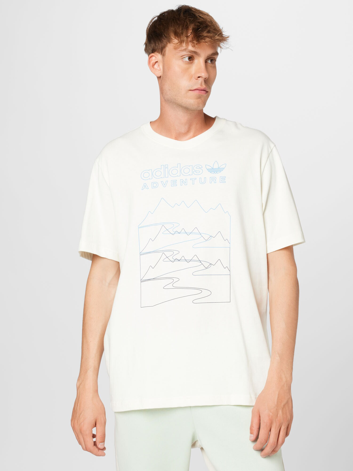 ADIDAS ORIGINALS Tricou 'Adventure Mountain Front' albastru porumbel / alb - Pled.ro