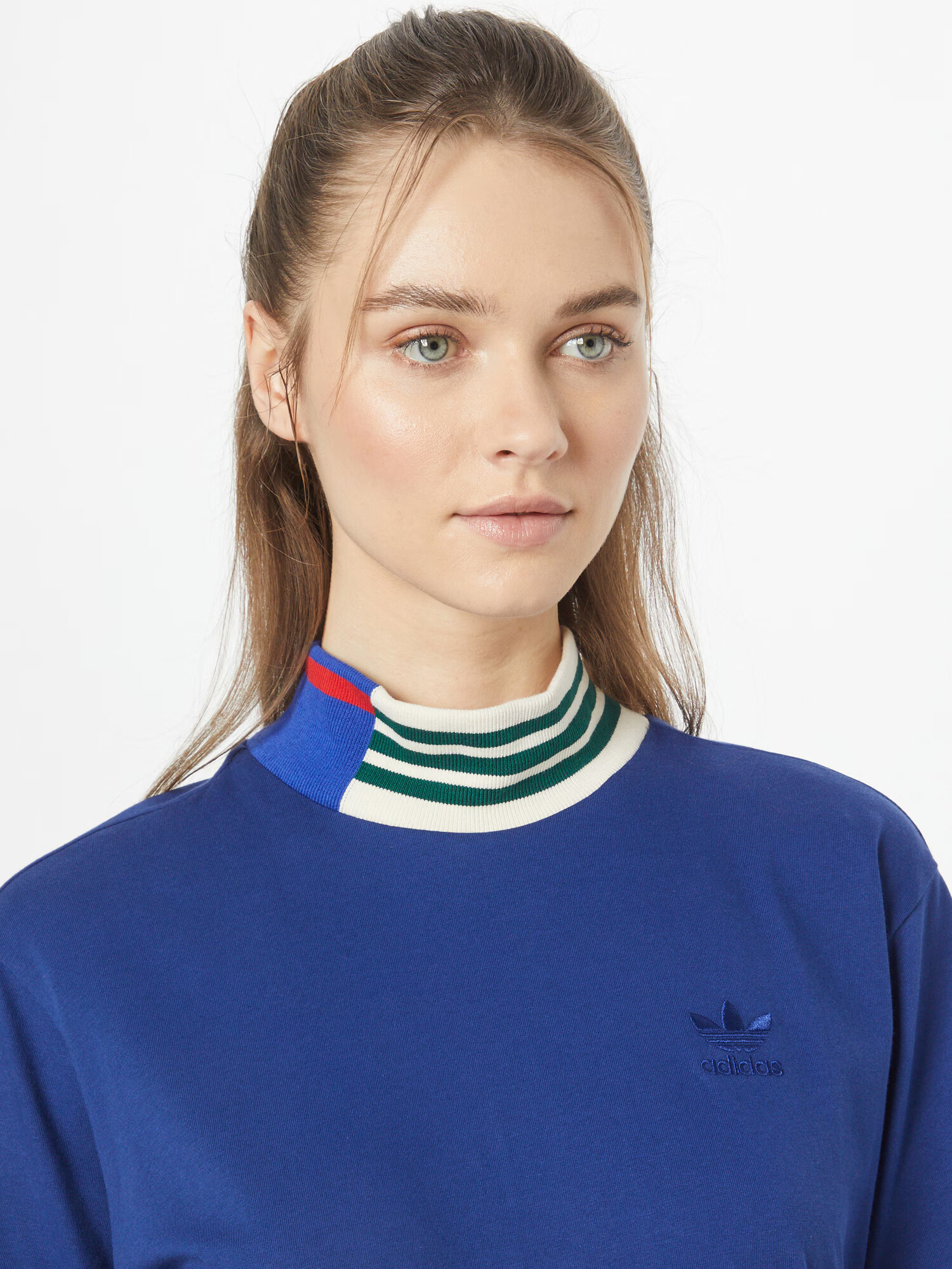 ADIDAS ORIGINALS Tricou 'Rib Collar ' albastru / roșu / alb murdar - Pled.ro