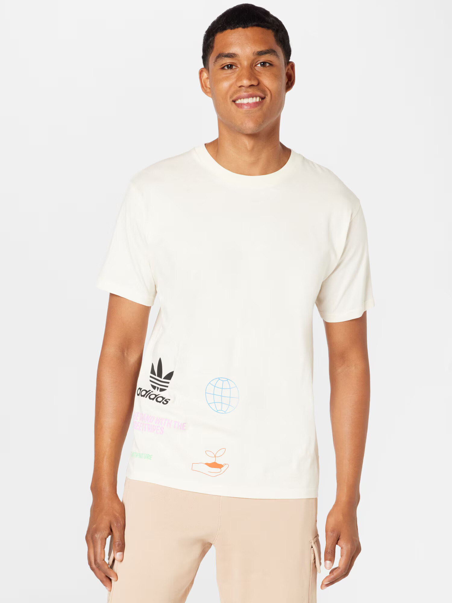 ADIDAS ORIGINALS Tricou bej / albastru deschis / lila / negru - Pled.ro