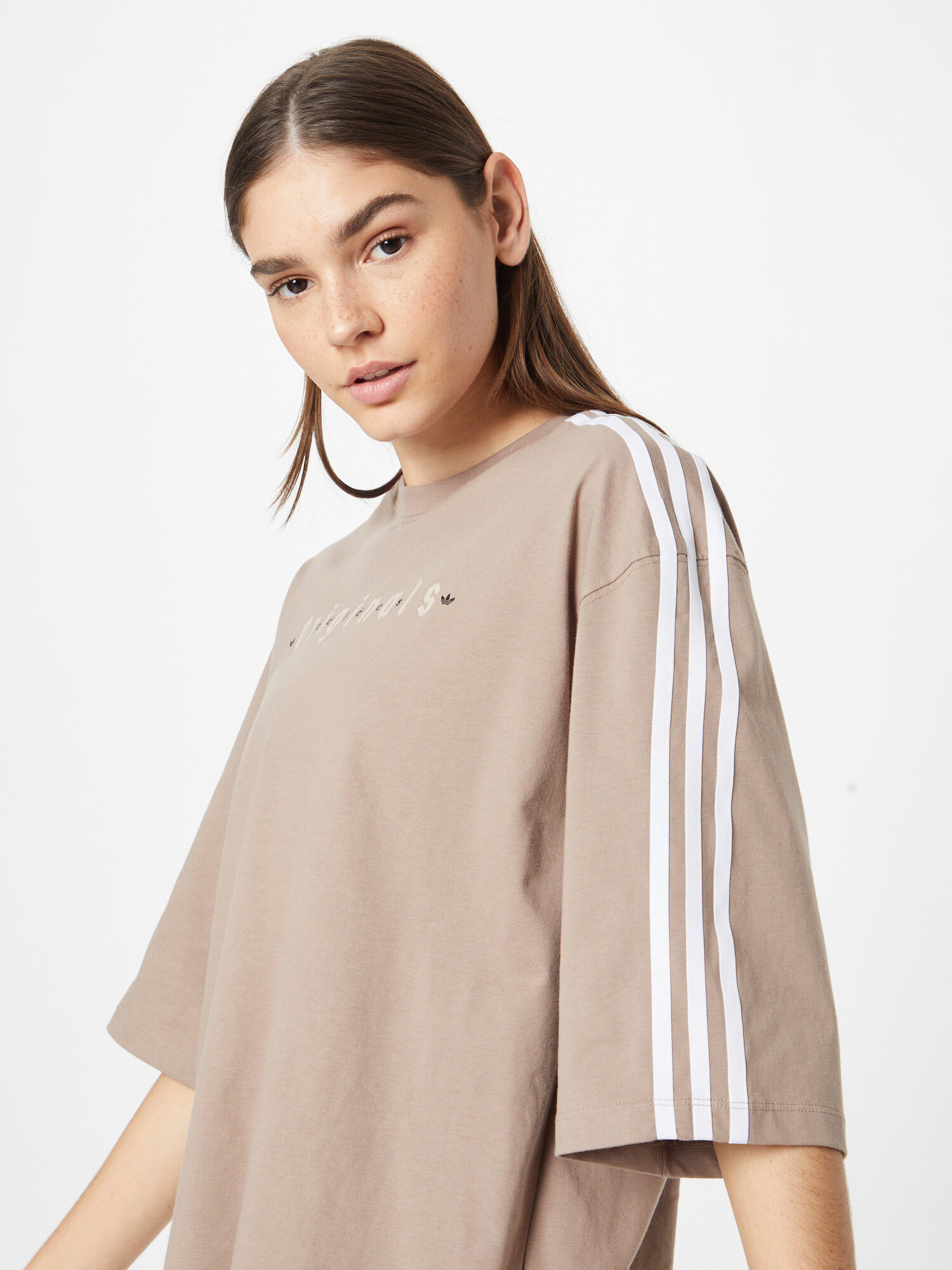 ADIDAS ORIGINALS Tricou bej / maro deschis / negru / alb - Pled.ro