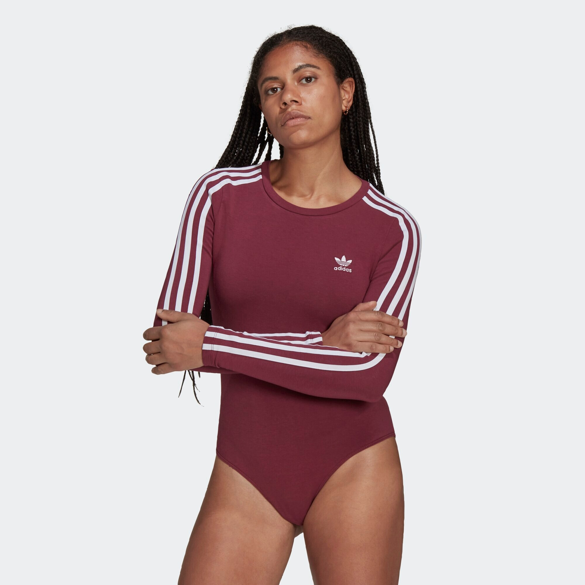 ADIDAS ORIGINALS Tricou body roșu vin / alb - Pled.ro