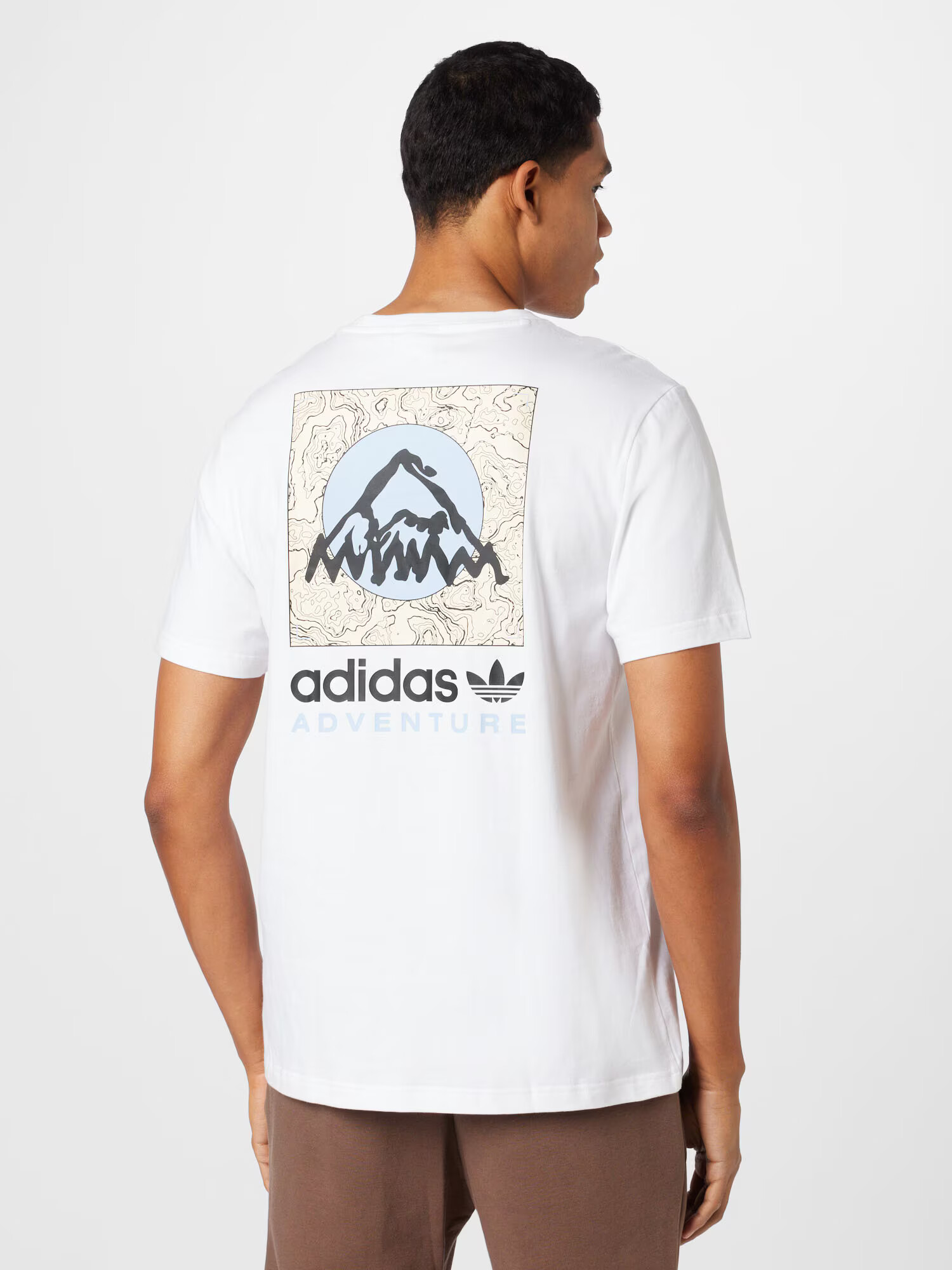 ADIDAS ORIGINALS Tricou 'Adventure Mountain Back' crem / albastru / negru / alb - Pled.ro