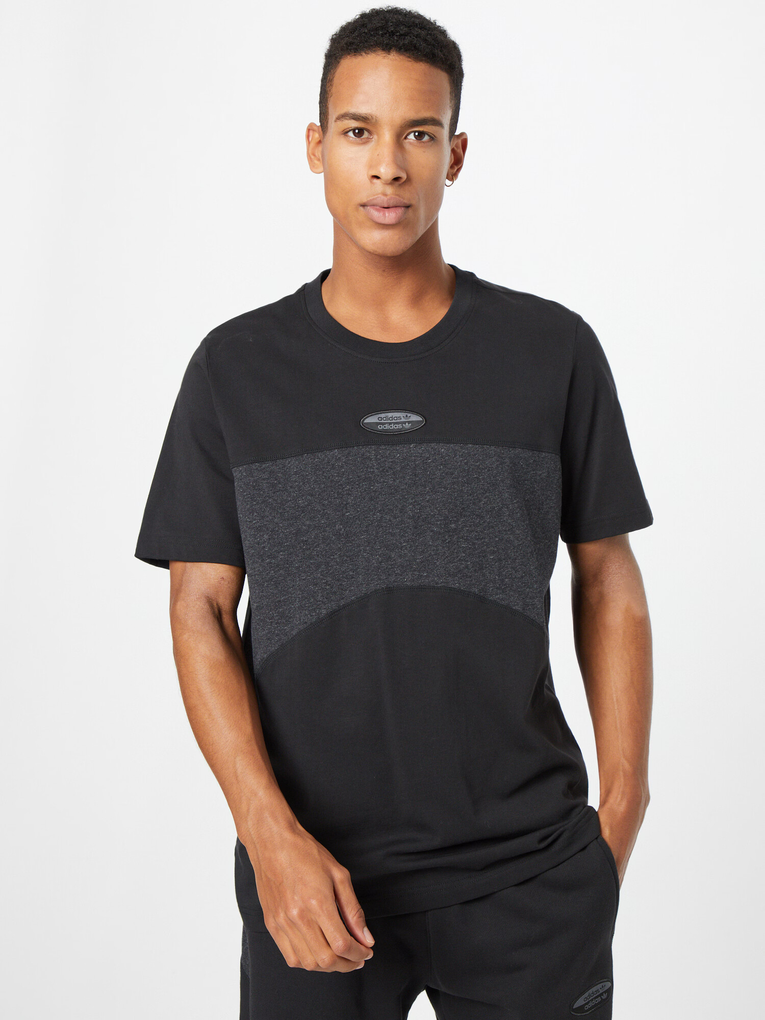 ADIDAS ORIGINALS Tricou 'R.Y.V. Basic' gri amestecat / negru - Pled.ro