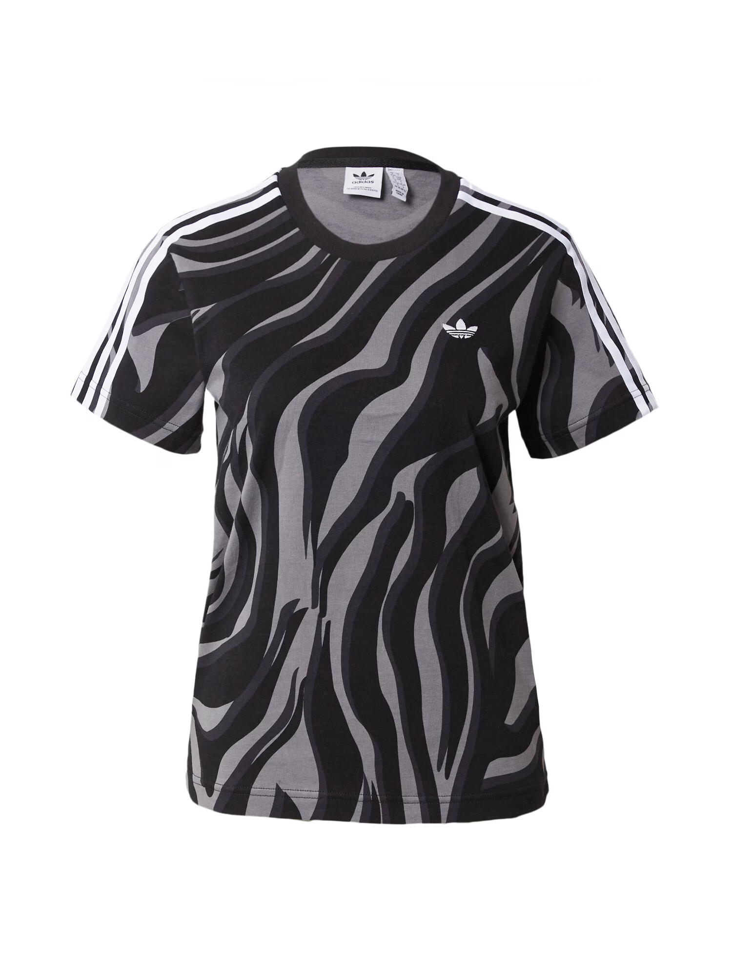 ADIDAS ORIGINALS Tricou 'Abstract Allover Animal Print' gri / gri închis / negru / alb - Pled.ro