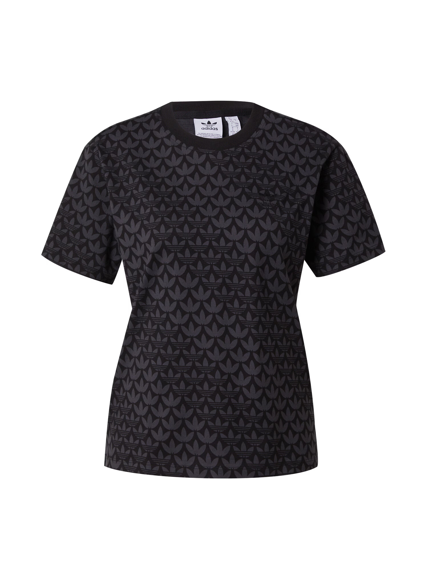 ADIDAS ORIGINALS Tricou 'Trefoil Monogram' gri închis / negru - Pled.ro