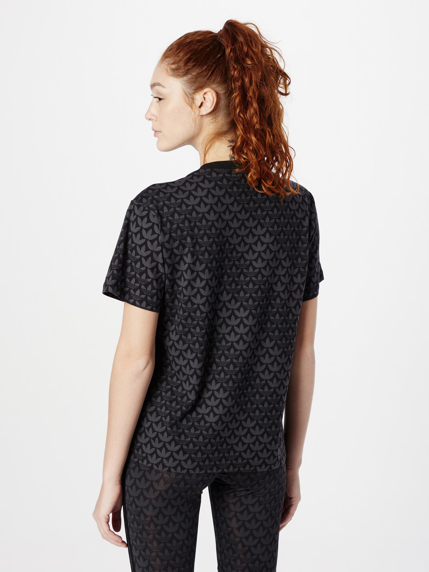 ADIDAS ORIGINALS Tricou 'Trefoil Monogram' gri închis / negru - Pled.ro