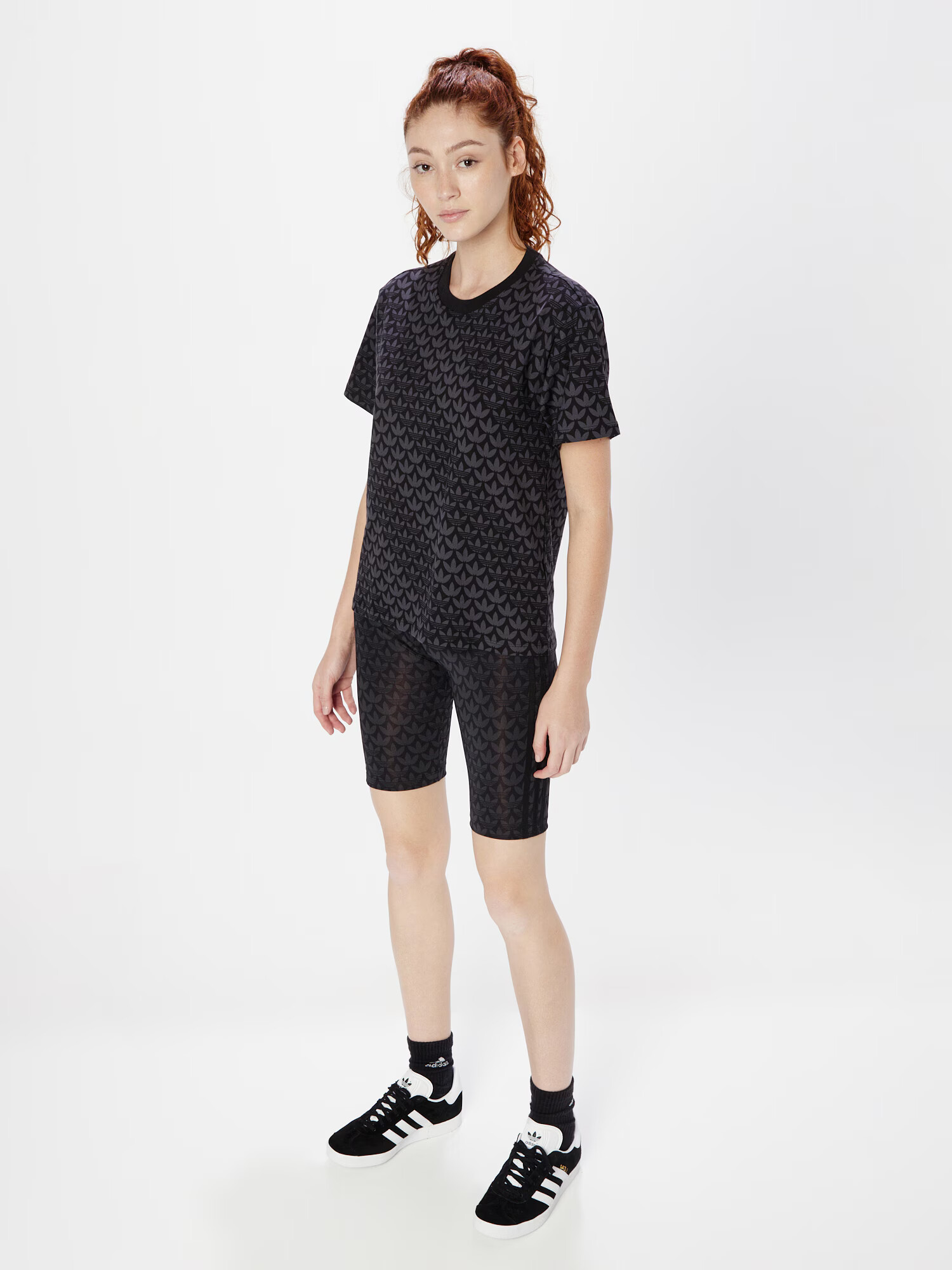 ADIDAS ORIGINALS Tricou 'Trefoil Monogram' gri închis / negru - Pled.ro