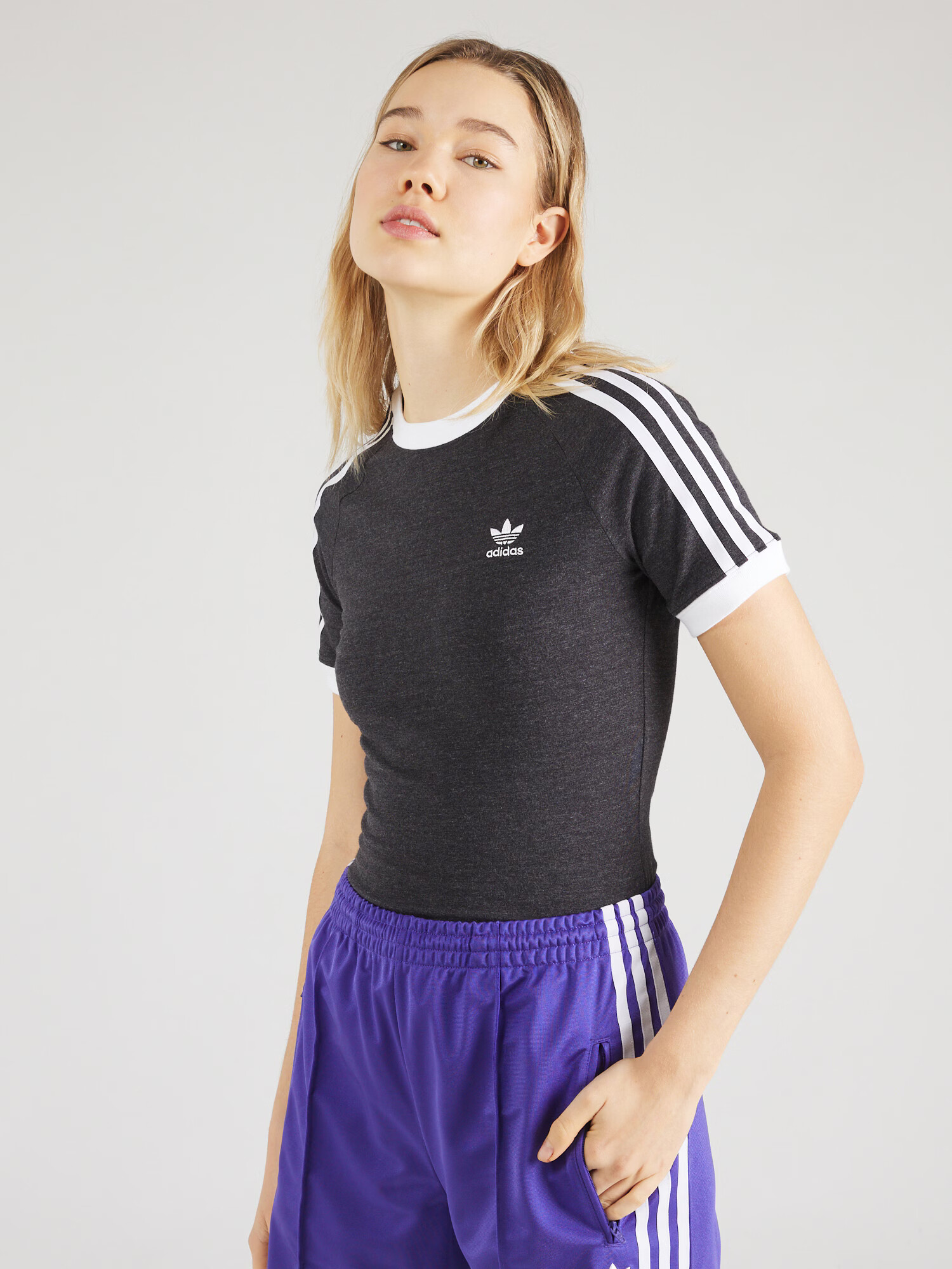 ADIDAS ORIGINALS Tricou gri metalic / alb - Pled.ro