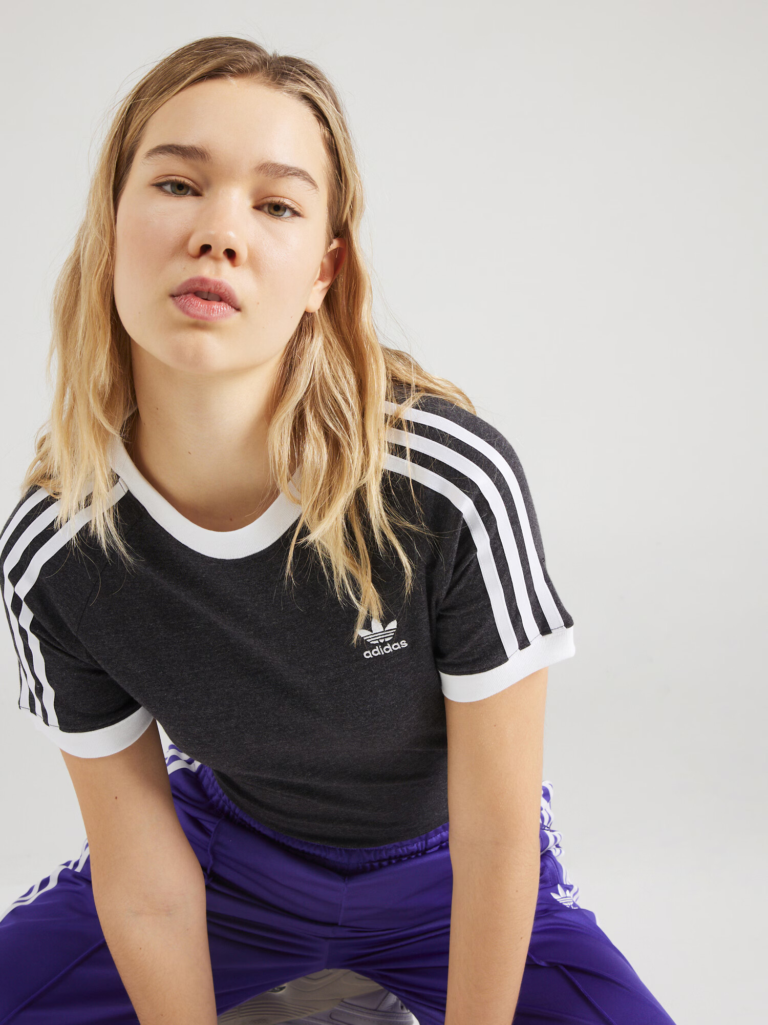 ADIDAS ORIGINALS Tricou gri metalic / alb - Pled.ro