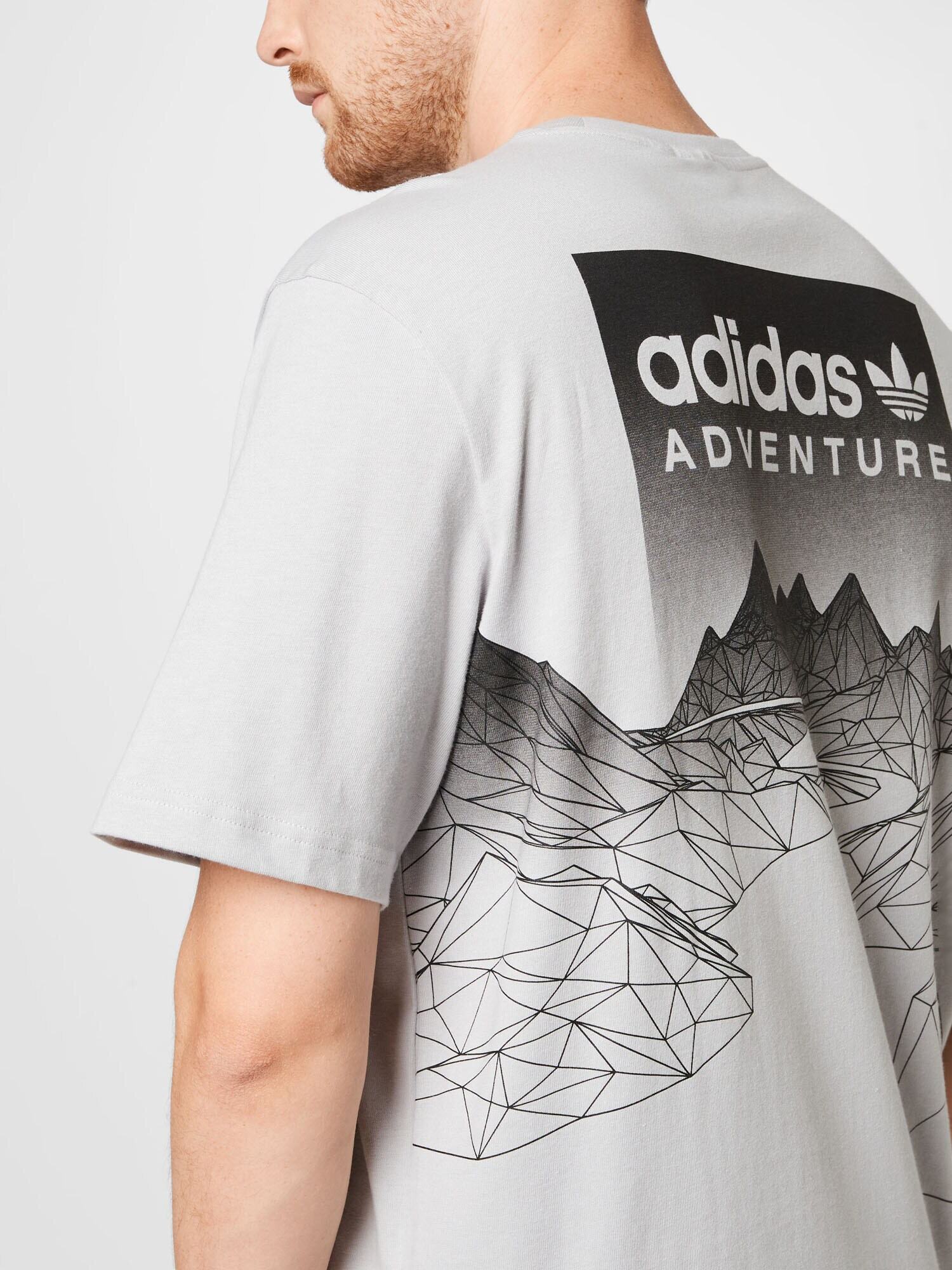 ADIDAS ORIGINALS Tricou 'Adventure Mountain Back' gri / negru - Pled.ro