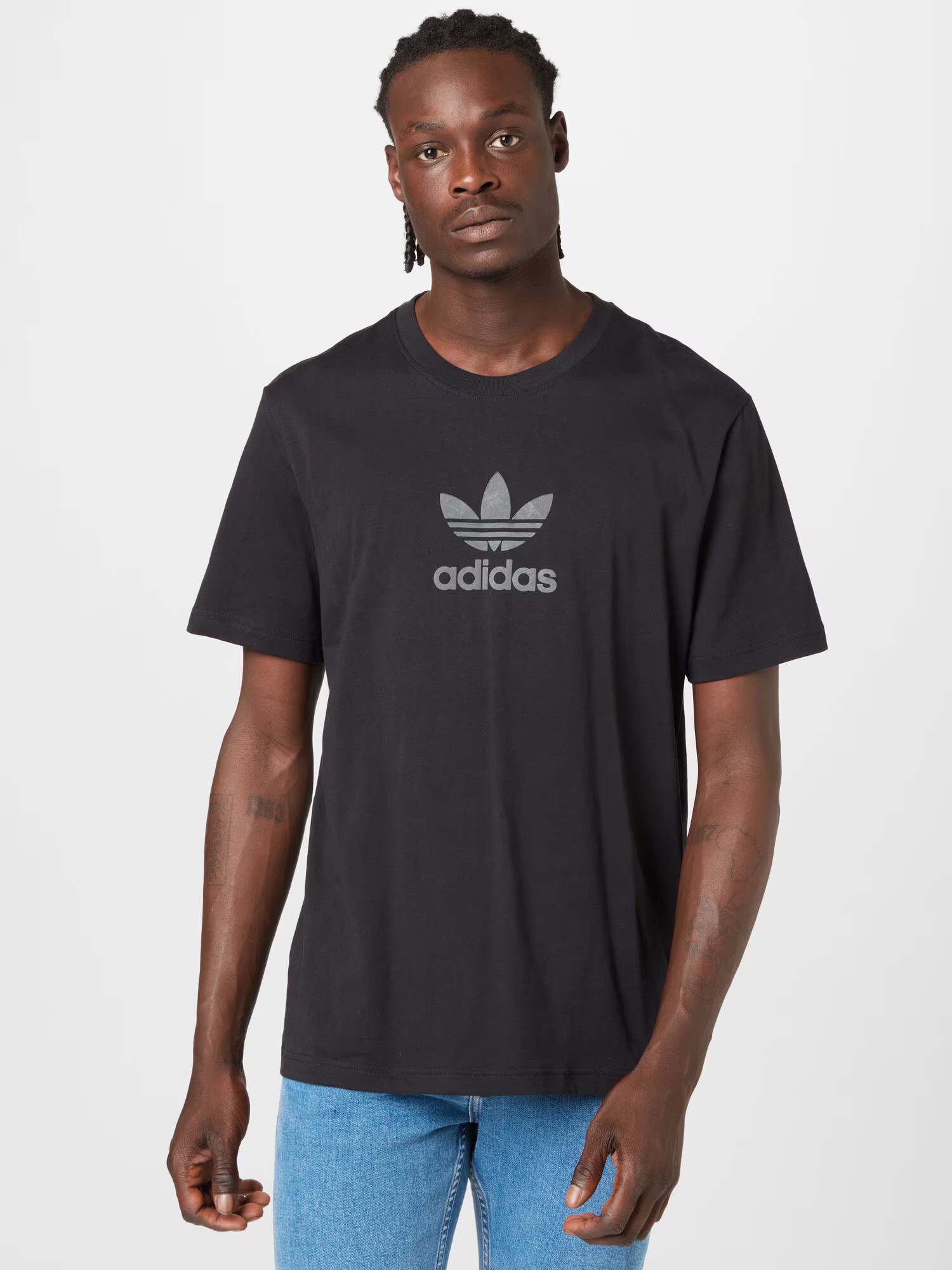 ADIDAS ORIGINALS Tricou 'Trefoil Series Street' gri / negru - Pled.ro