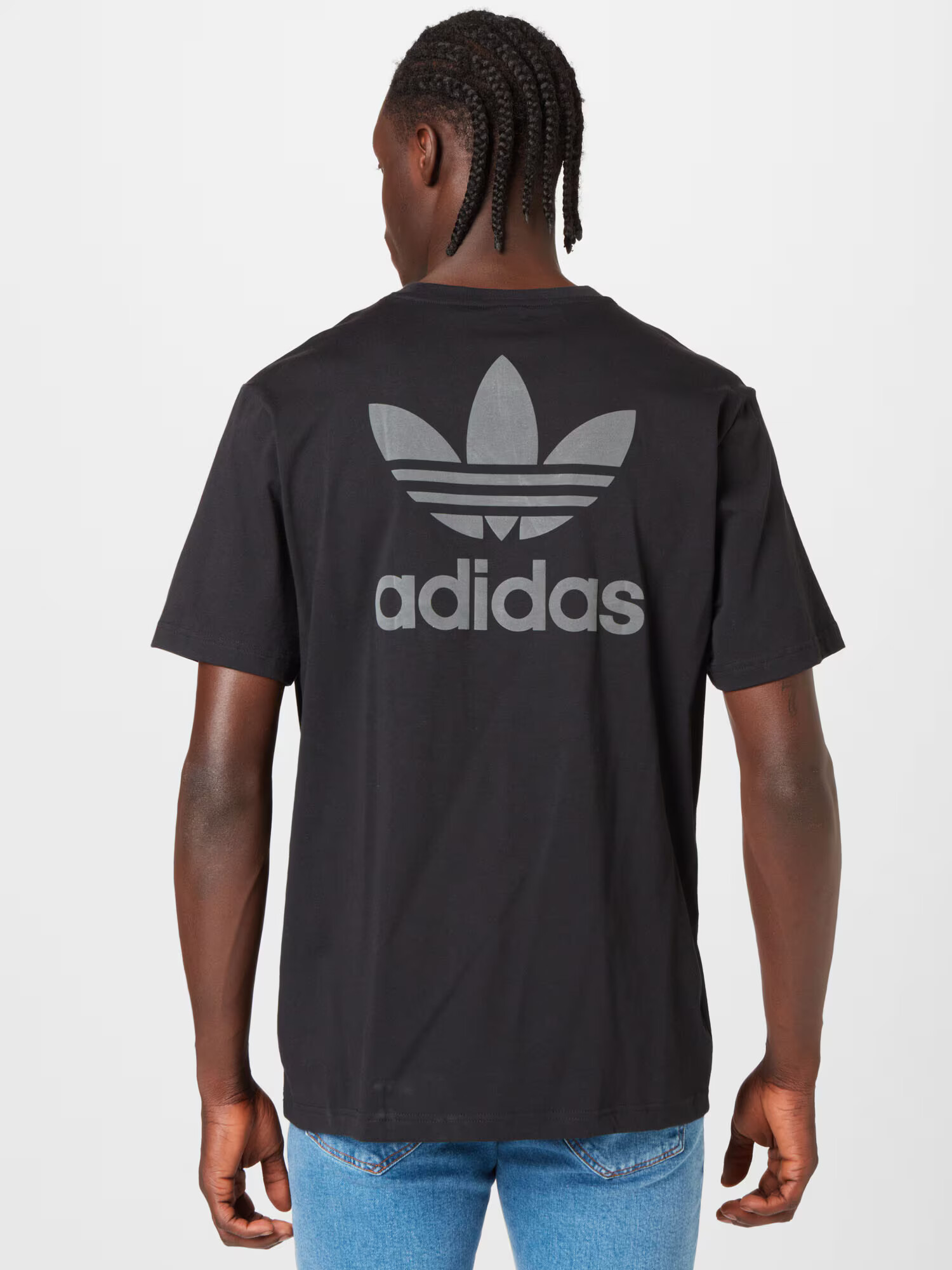 ADIDAS ORIGINALS Tricou 'Trefoil Series Street' gri / negru - Pled.ro