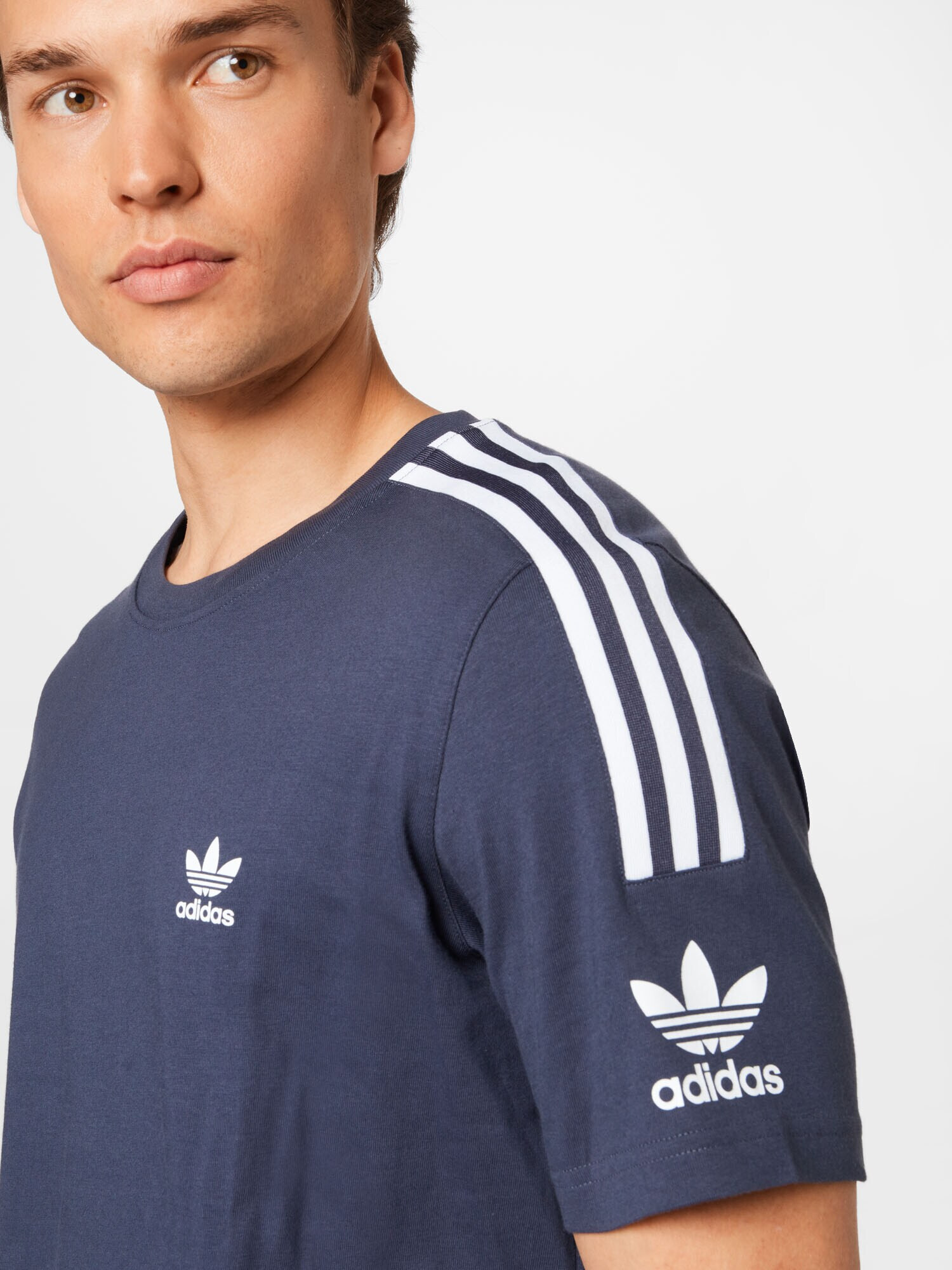 ADIDAS ORIGINALS Tricou 'Lock Up' albastru marin / alb - Pled.ro