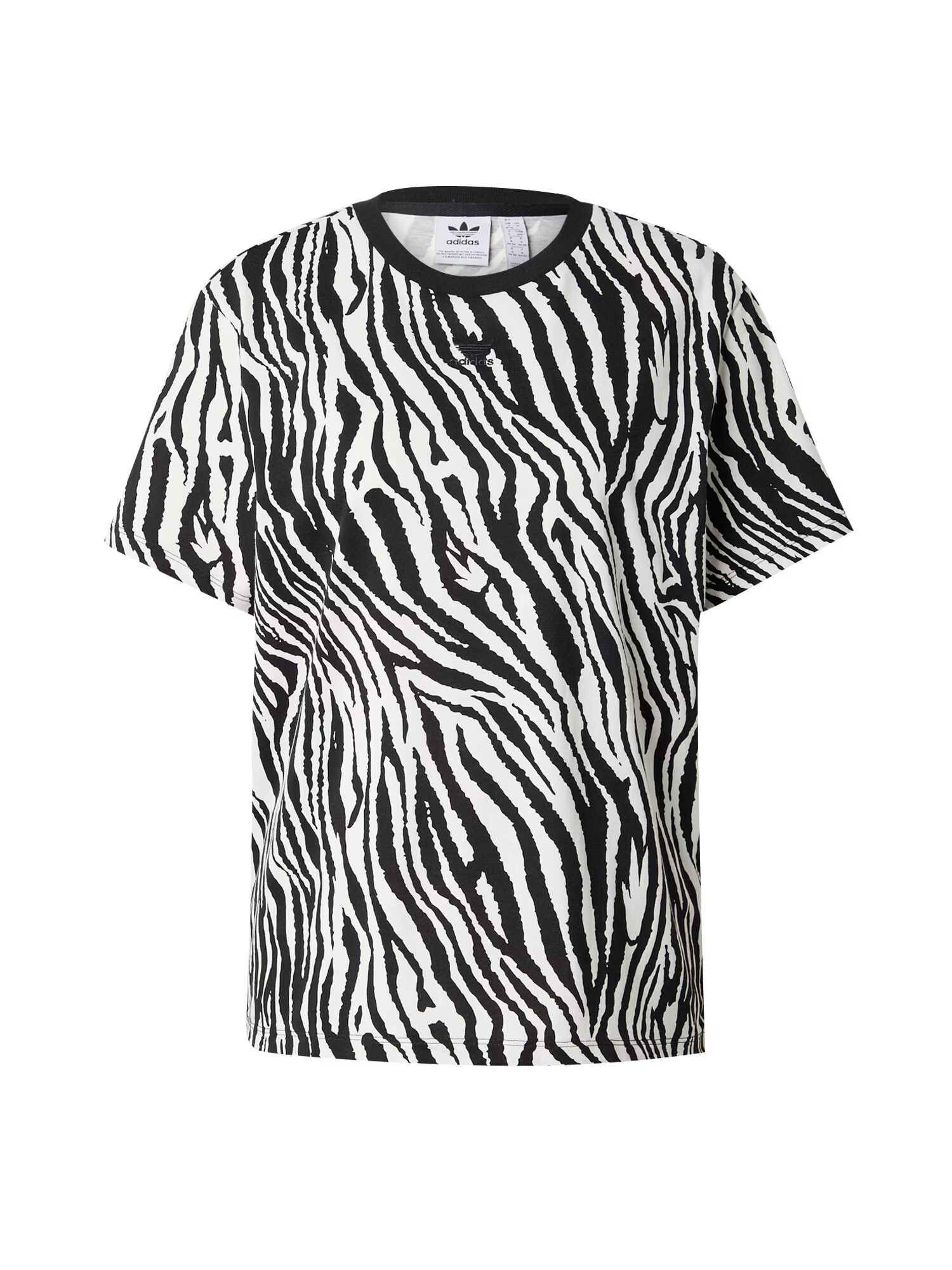 ADIDAS ORIGINALS Tricou 'Allover Zebra Animal Print Essentials' negru / alb - Pled.ro