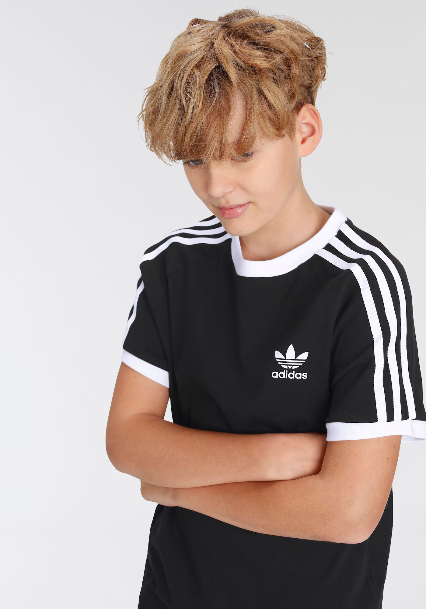 ADIDAS ORIGINALS Tricou 'Adicolor 3-Stripes' negru / alb - Pled.ro