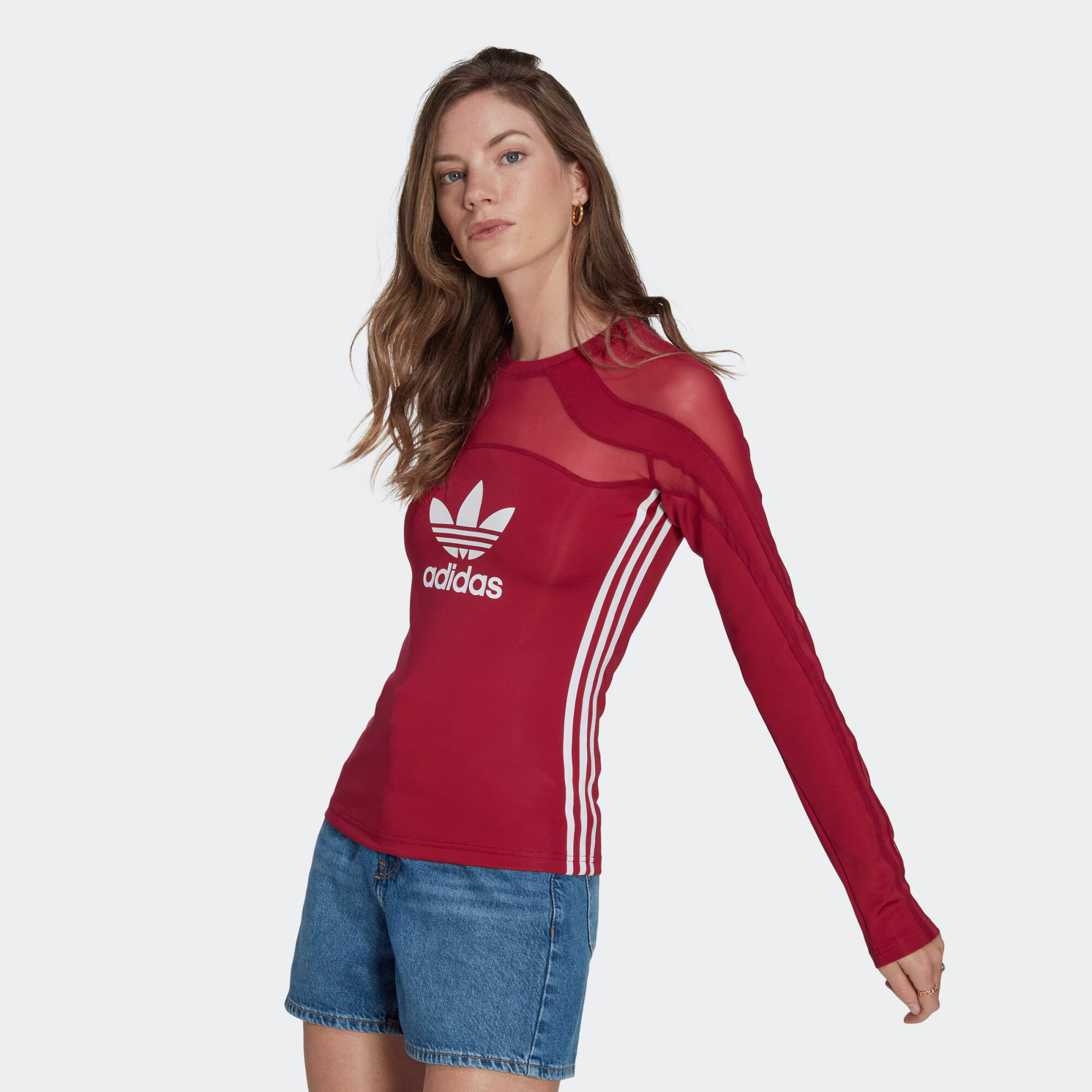 ADIDAS ORIGINALS Tricou 'Centre Stage Mesh' roșu / alb - Pled.ro