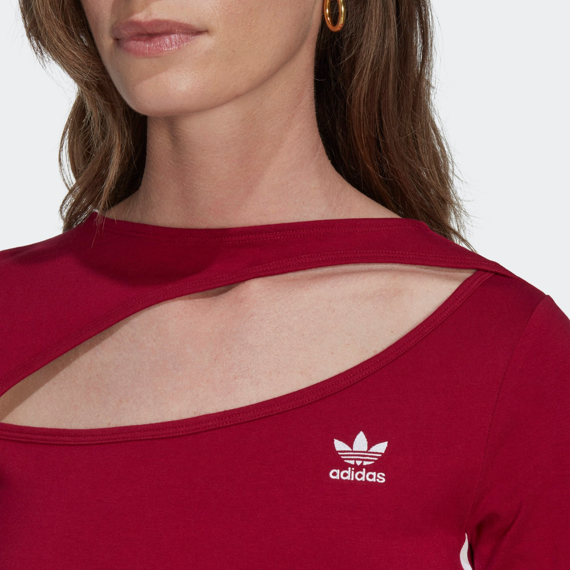 ADIDAS ORIGINALS Tricou 'Centre Stage Cutout' roșu / alb - Pled.ro