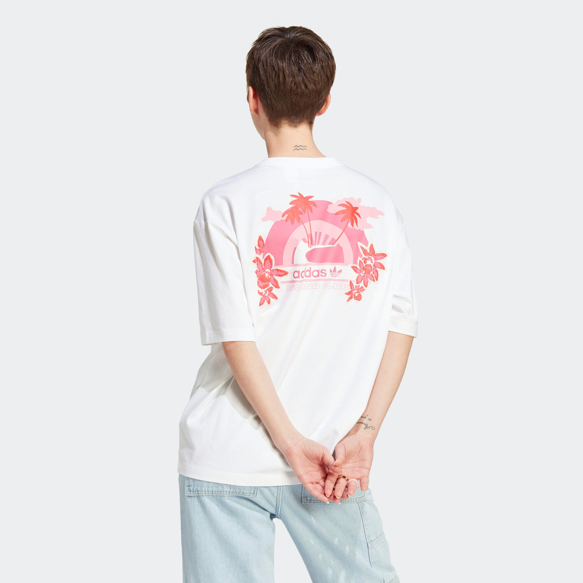 ADIDAS ORIGINALS Tricou 'Island Club Graphic' roz pal / roșu / alb - Pled.ro