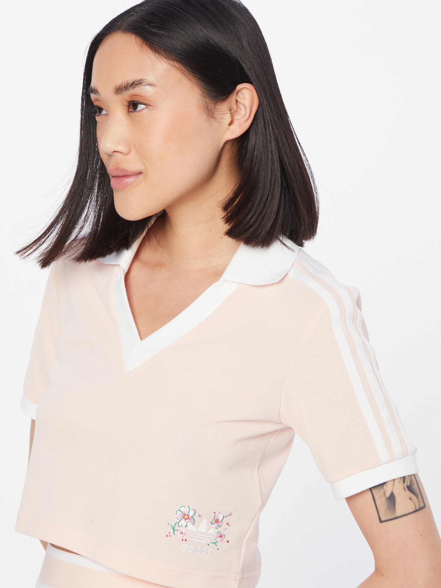 ADIDAS ORIGINALS Tricou roz pastel / alb - Pled.ro