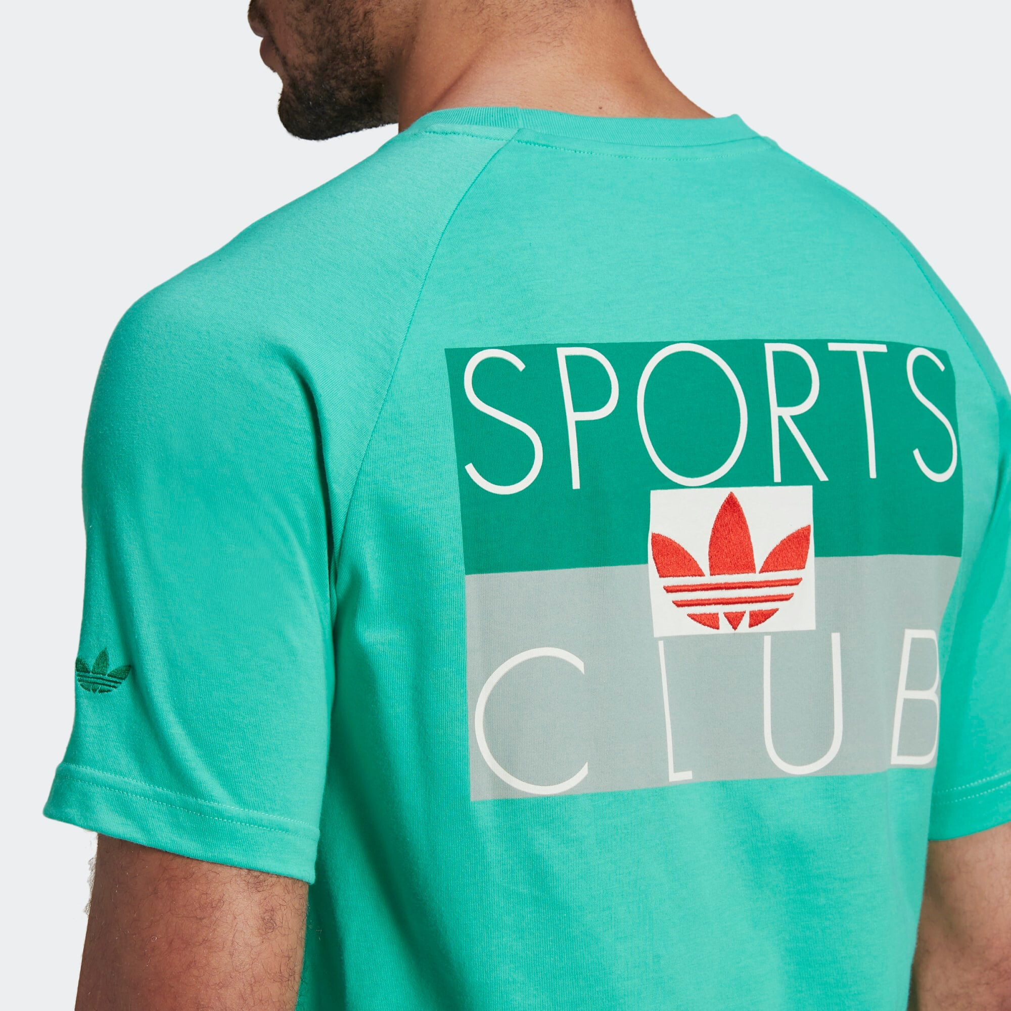 ADIDAS ORIGINALS Tricou 'Sports Club' gri deschis / verde jad / roșu / alb - Pled.ro