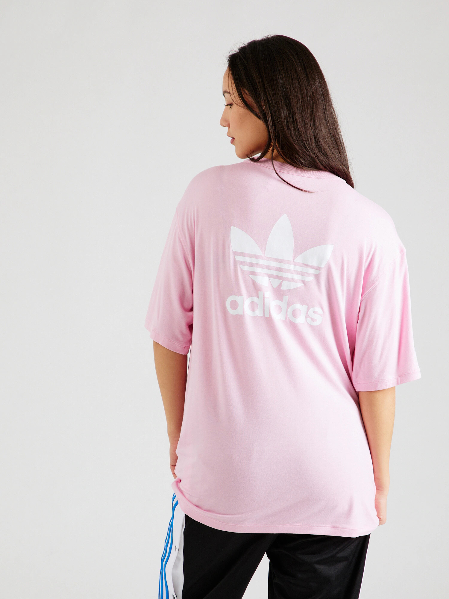 ADIDAS ORIGINALS Tricou supradimensional 'TREFOIL' roz / alb - Pled.ro