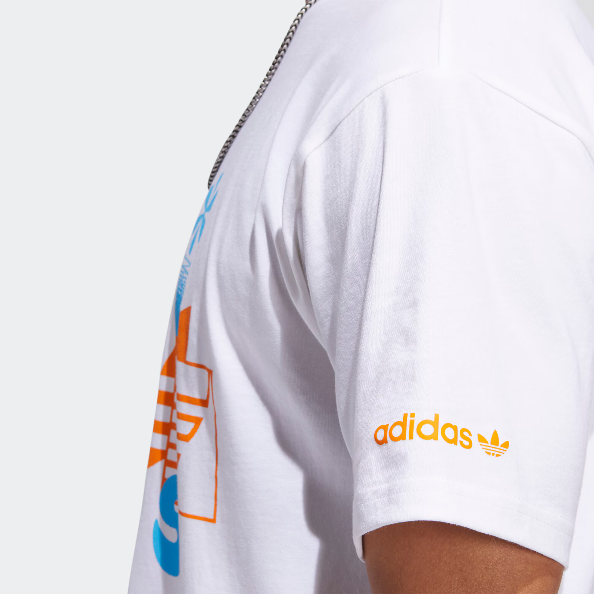 ADIDAS ORIGINALS Tricou 'Trefoil' albastru deschis / gri metalic / portocaliu / alb - Pled.ro