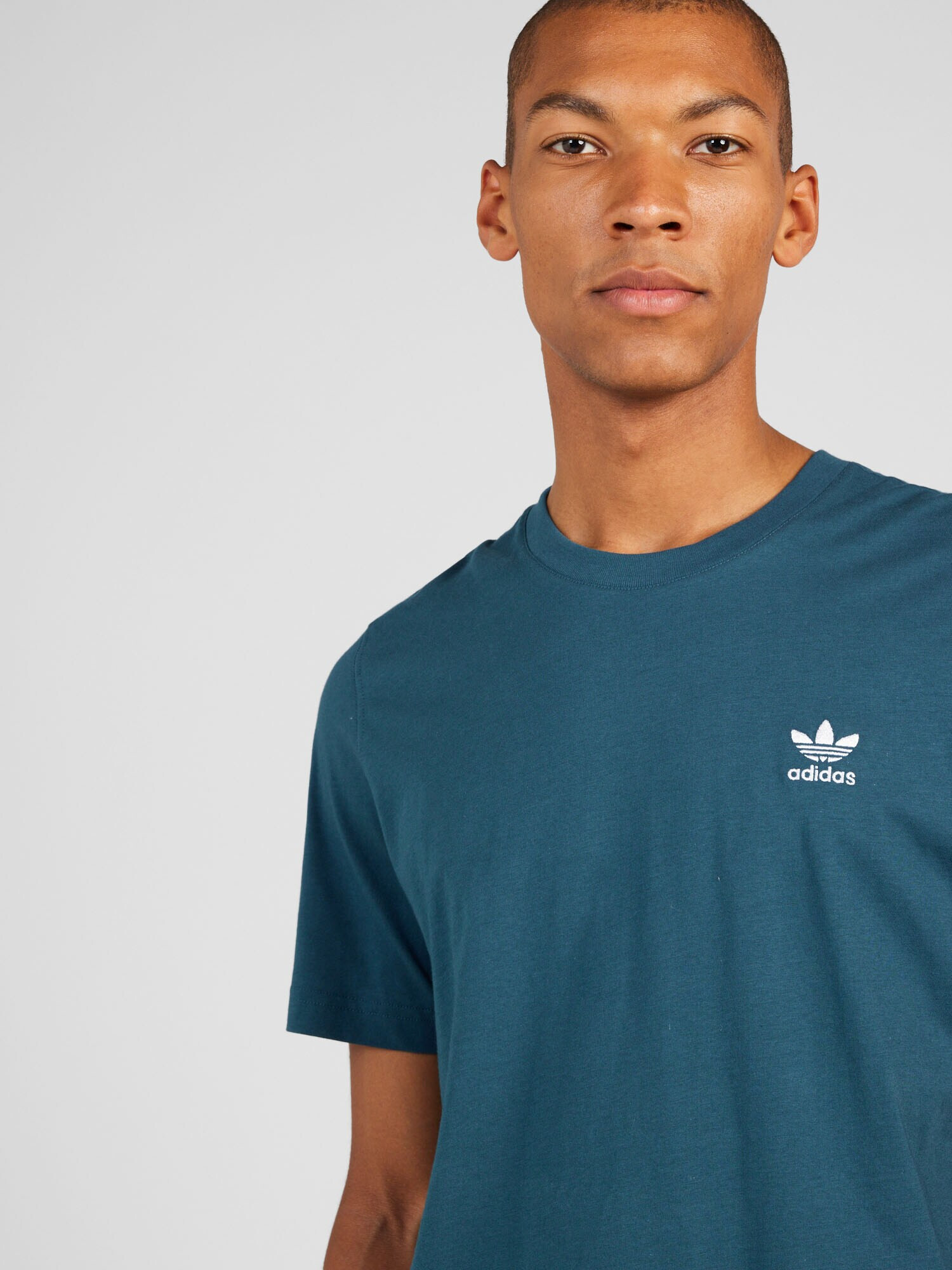 ADIDAS ORIGINALS Tricou 'Trefoil Essentials' verde petrol / alb - Pled.ro