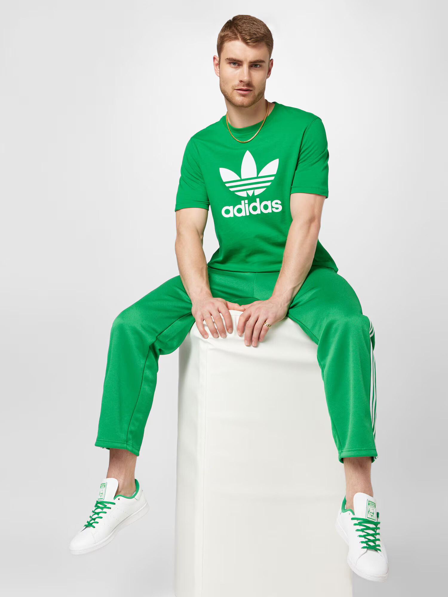 ADIDAS ORIGINALS Tricou 'Adicolor Classics Trefoil' verde / alb - Pled.ro