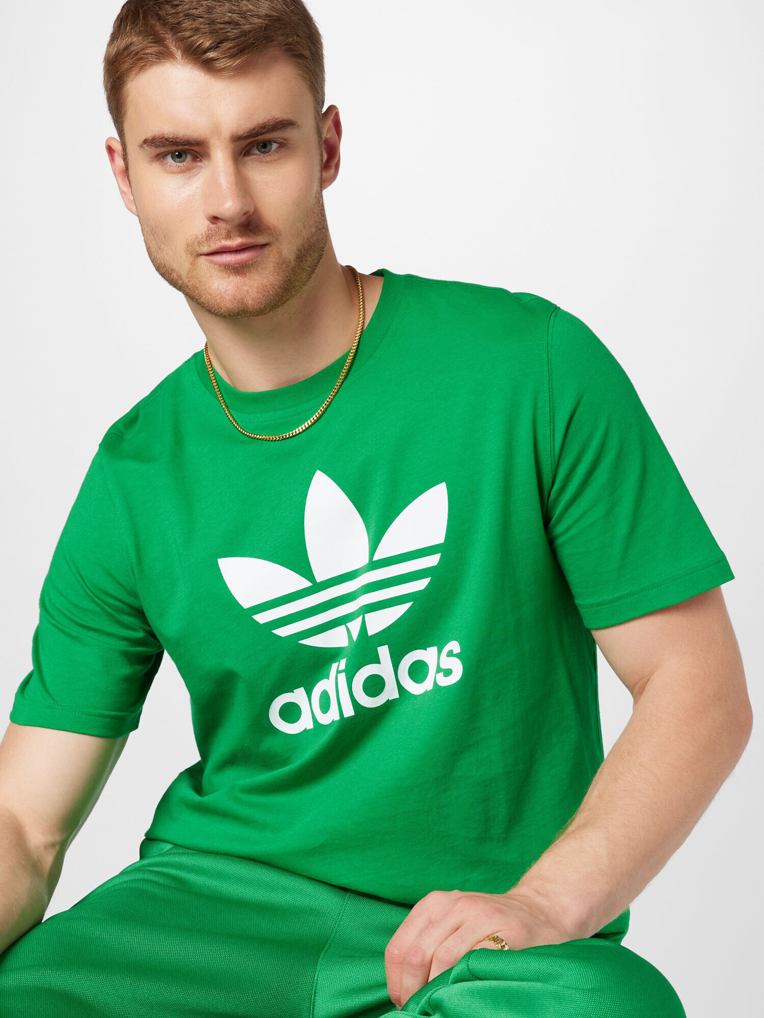 ADIDAS ORIGINALS Tricou 'Adicolor Classics Trefoil' verde / alb - Pled.ro