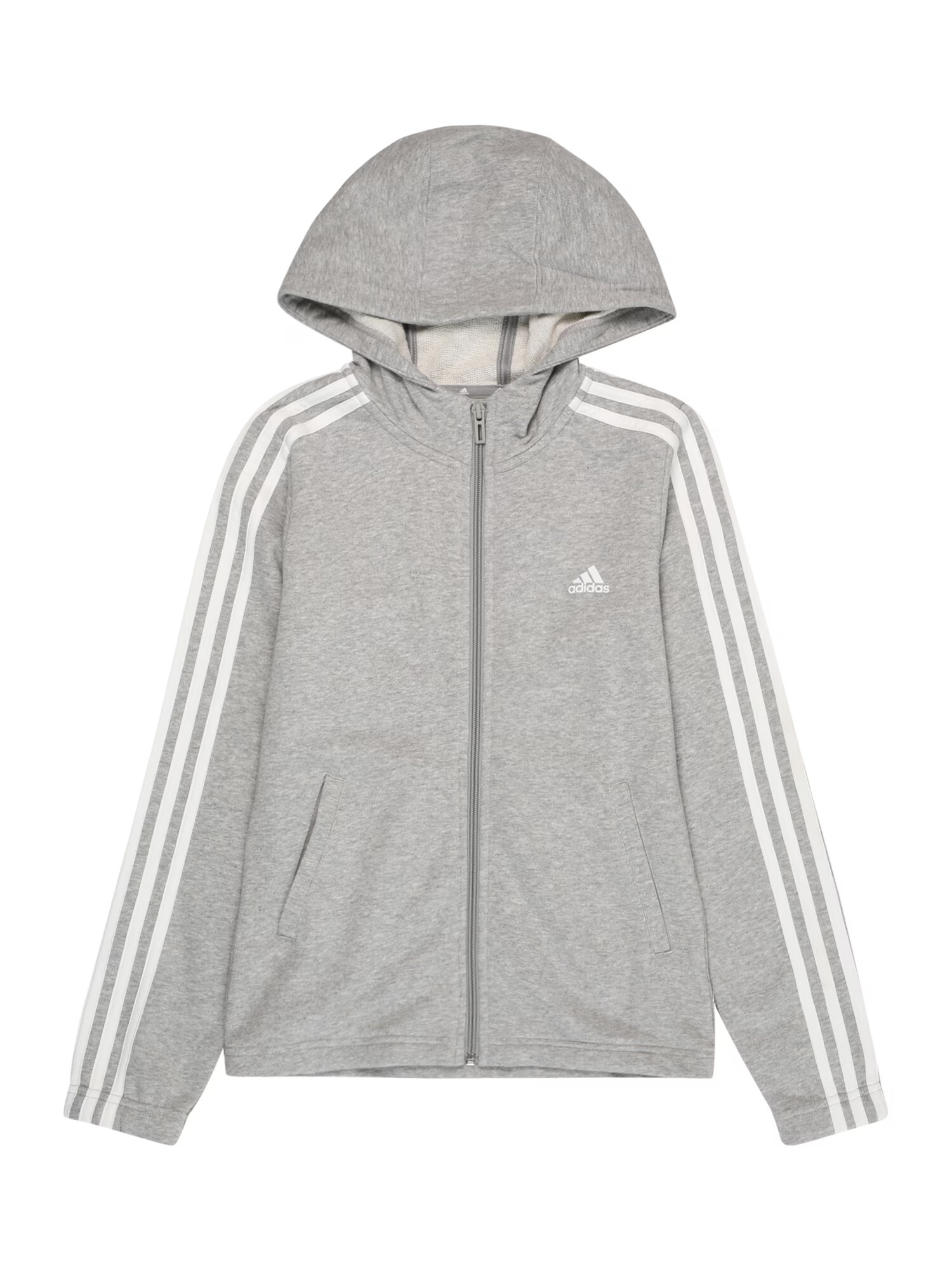 ADIDAS SPORTSWEAR Bluză cu fermoar sport 'Essentials 3-Stripes ' gri amestecat / alb - Pled.ro