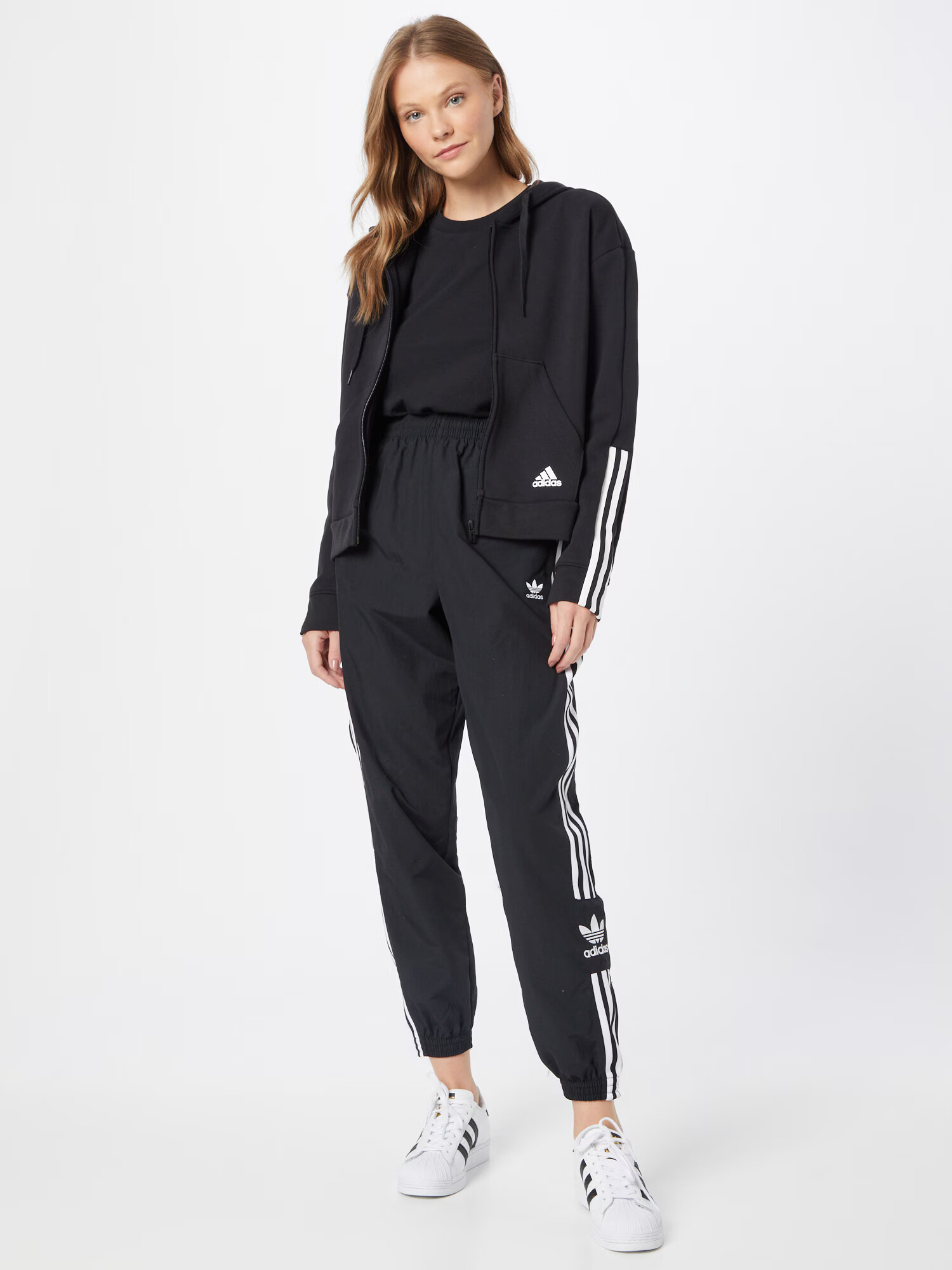 ADIDAS PERFORMANCE Bluză cu fermoar sport negru / alb - Pled.ro