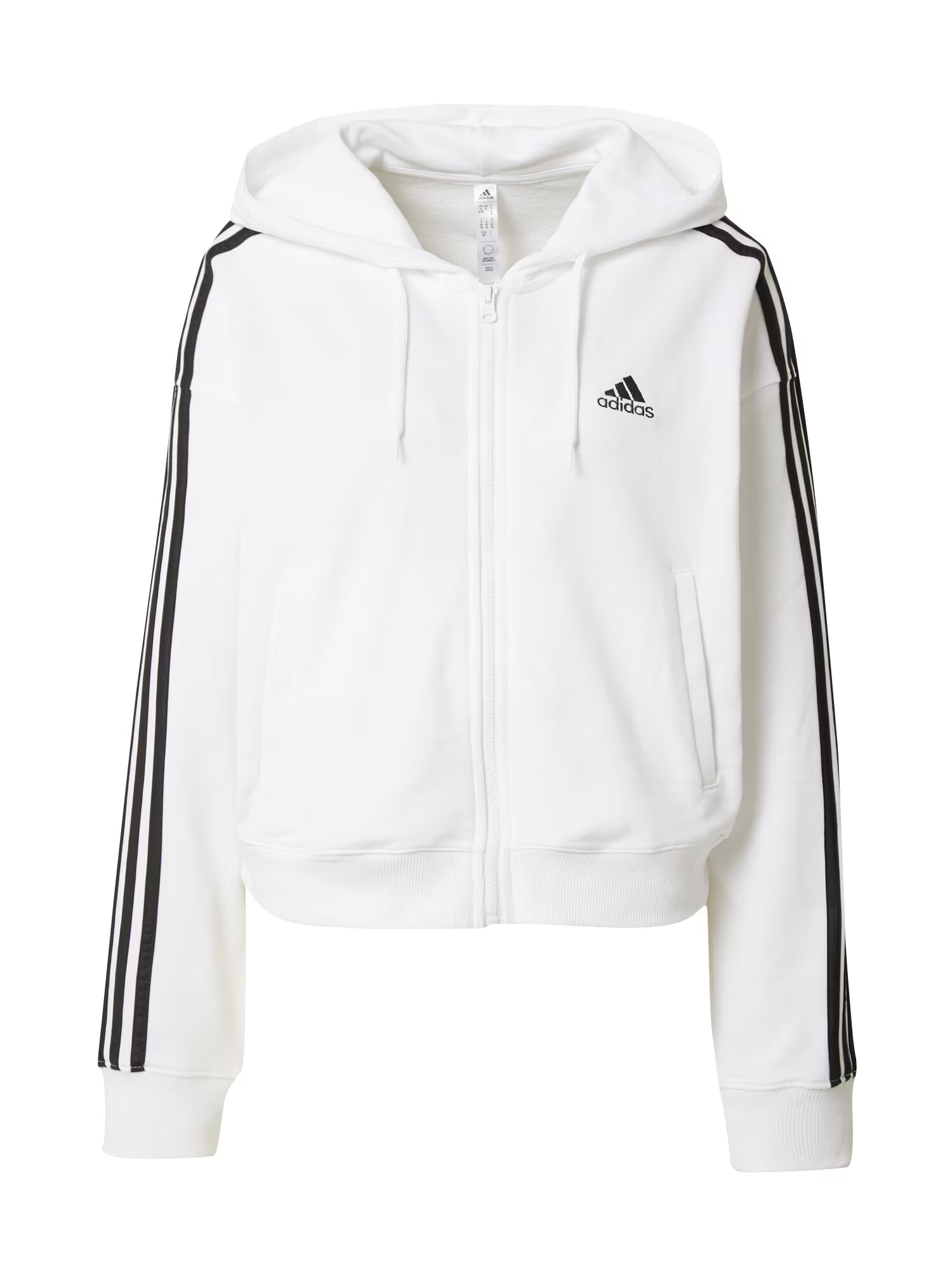 ADIDAS SPORTSWEAR Bluză cu fermoar sport 'Essentials 3-Stripes French Terry' negru / alb - Pled.ro