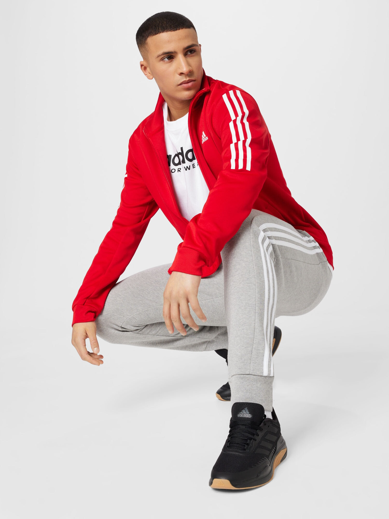 ADIDAS SPORTSWEAR Bluză cu fermoar sport roșu / alb - Pled.ro