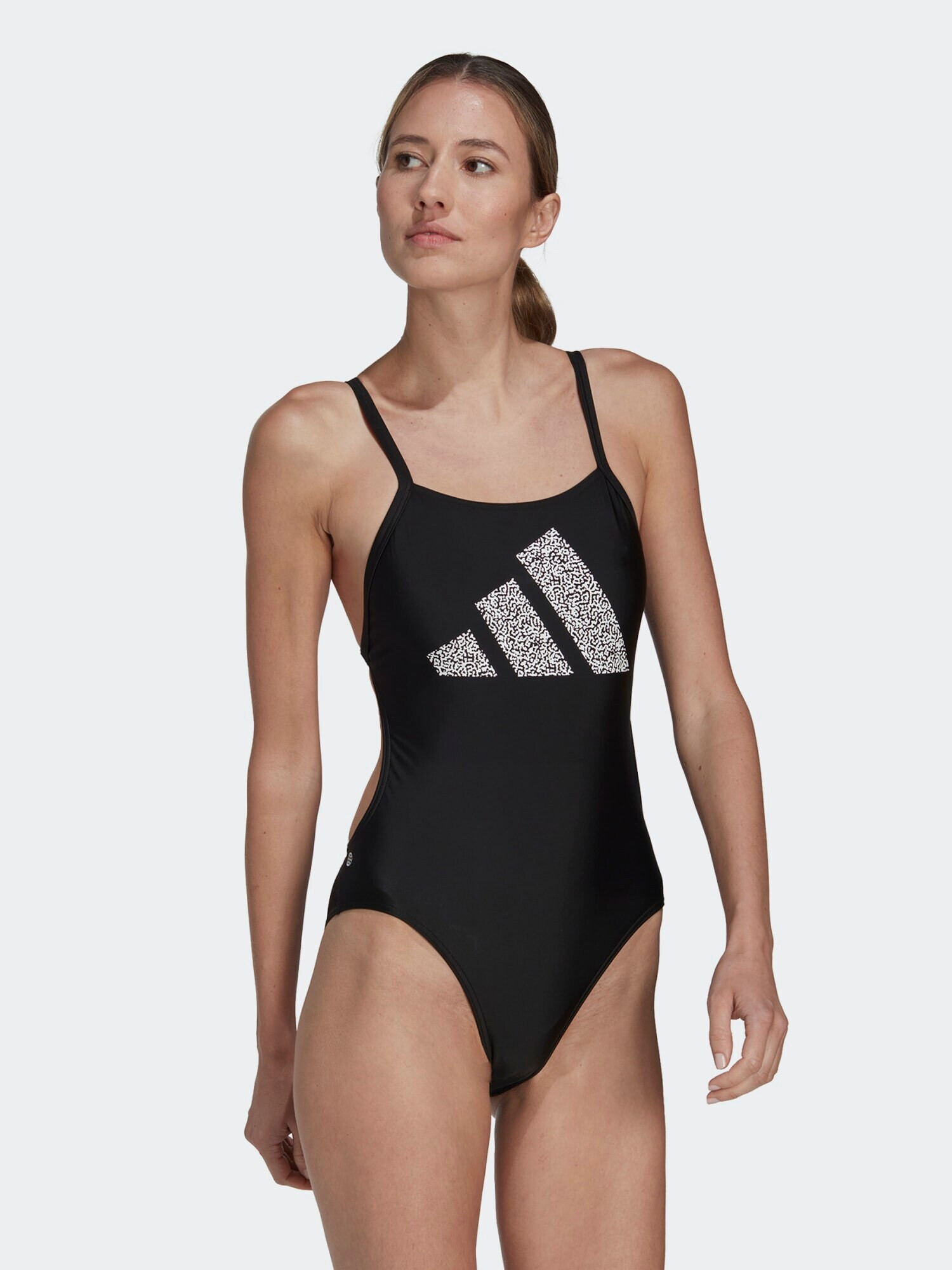 ADIDAS PERFORMANCE Costum de baie sport '3 Bar Logo Print' negru / alb - Pled.ro